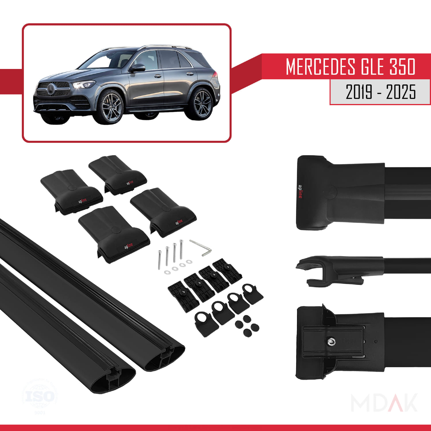 Mercedes GLE Class 4 (V167) 2019 ve Sonrası ile Uyumlu FLY Model Ara Atkı Tavan Barı Siyah 2 Adet - Görsel 5