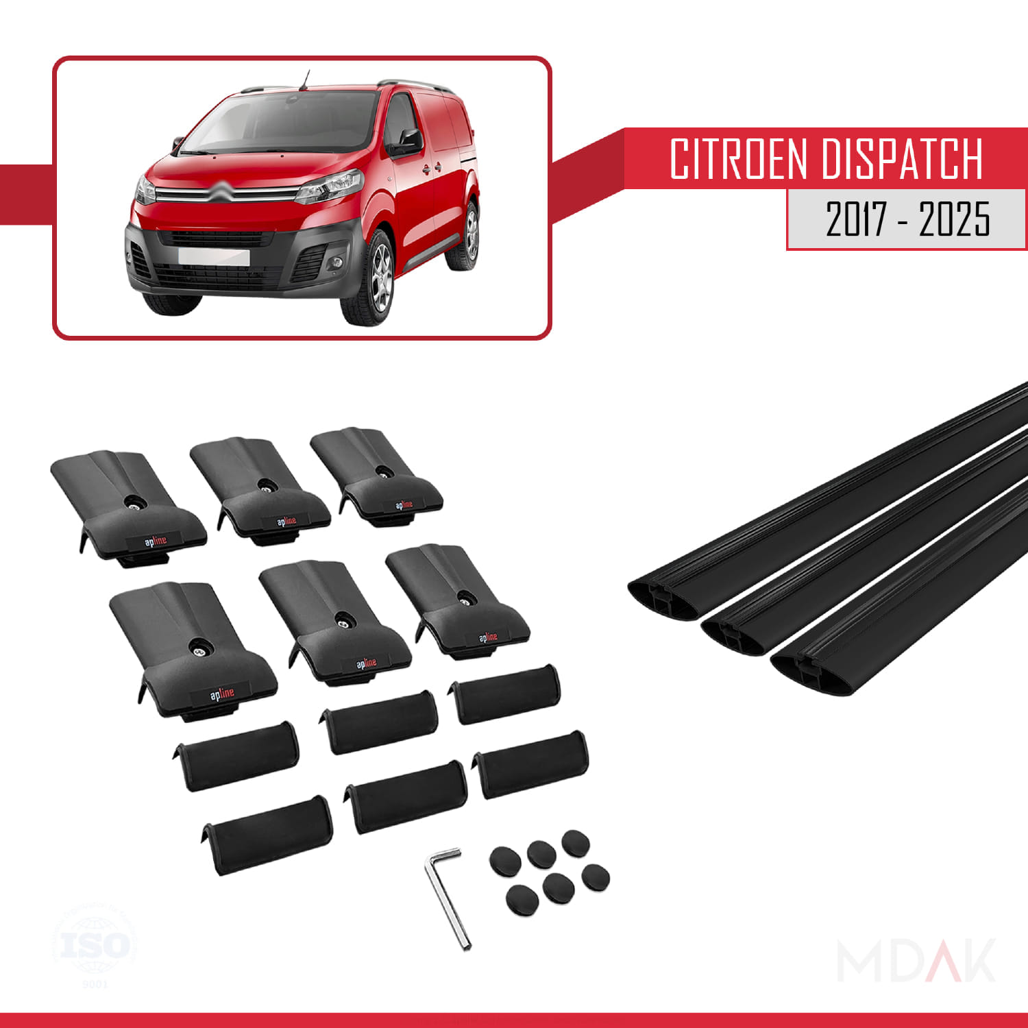 Citroen Dispatch (K0) 2017 ve Sonrası ile Uyumlu FLY Model Ara Atkı Tavan Barı Siyah 3 Adet - Görsel 5
