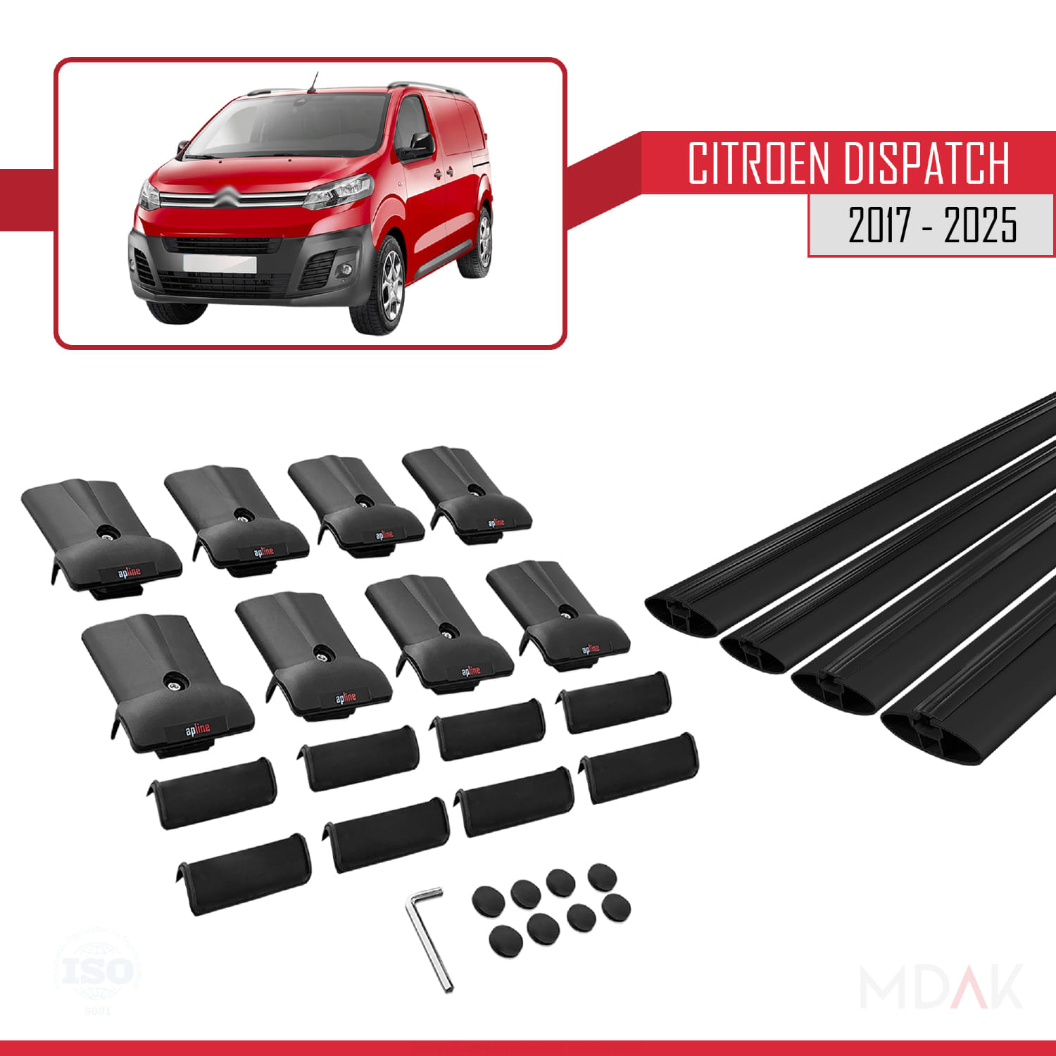 Citroen Dispatch (K0) 2017 ve Sonrası ile Uyumlu FLY Model Ara Atkı Tavan Barı Siyah 4 Adet - Görsel 5