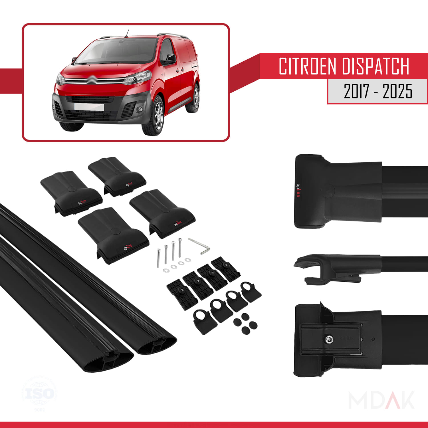 Citroen Dispatch (K0) 2017 ve Sonrası ile Uyumlu FLY Model Ara Atkı Tavan Barı Siyah 2 Adet - Görsel 5