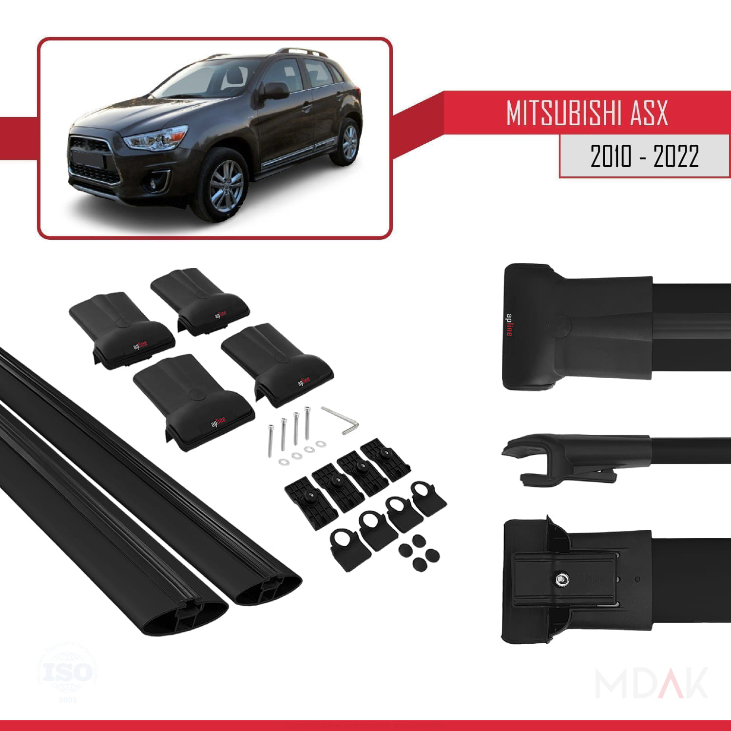 Mitsubishi ASX (GA) 2010-2022 Arası ile Uyumlu FLY Model Ara Atkı Tavan Barı Siyah 2 Adet - Görsel 5