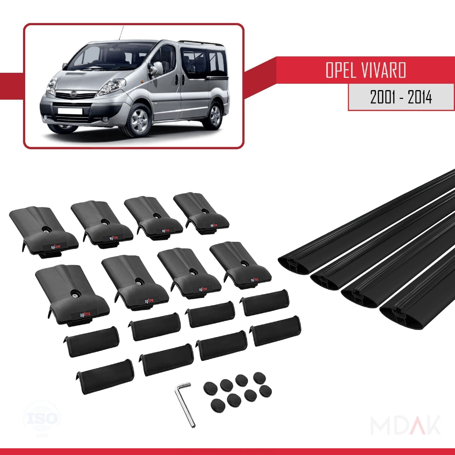 Opel Vivaro A 2001-2014 Arası ile Uyumlu FLY Model Ara Atkı Tavan Barı Siyah 4 Adet - Görsel 5