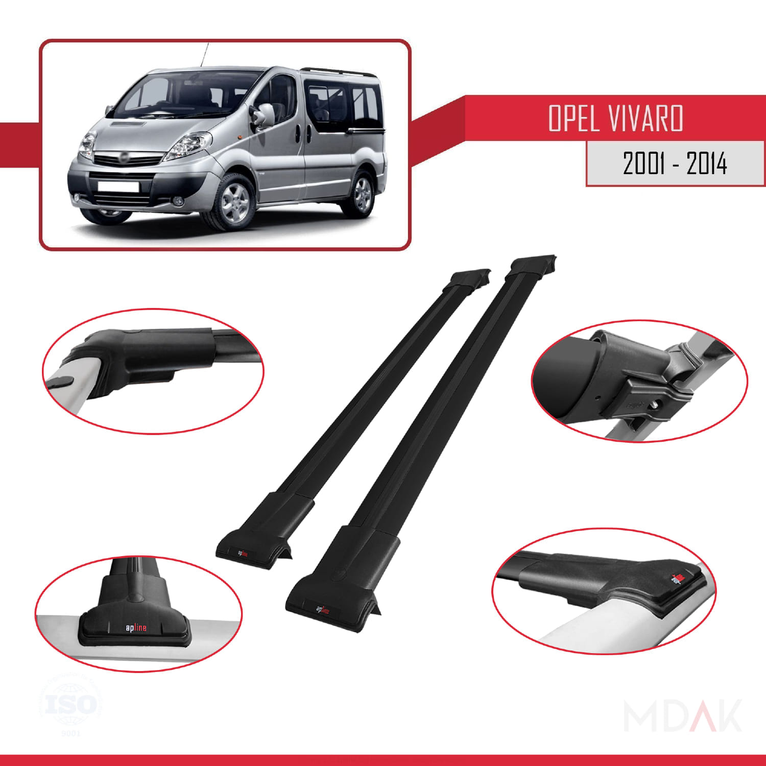 Opel Vivaro A 2001-2014 Arası ile Uyumlu FLY Model Ara Atkı Tavan Barı Siyah 2 Adet - Görsel 4