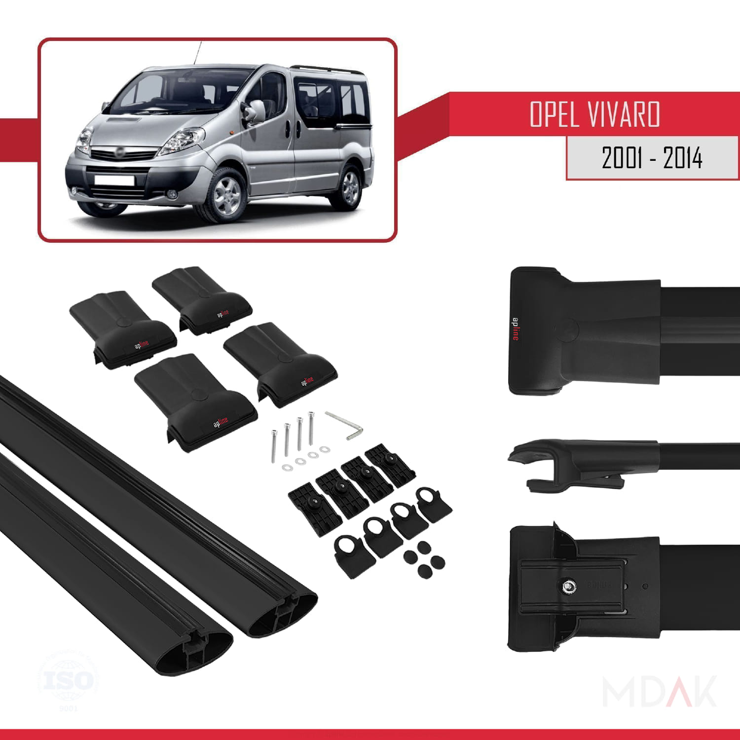 Opel Vivaro A 2001-2014 Arası ile Uyumlu FLY Model Ara Atkı Tavan Barı Siyah 2 Adet - Görsel 5
