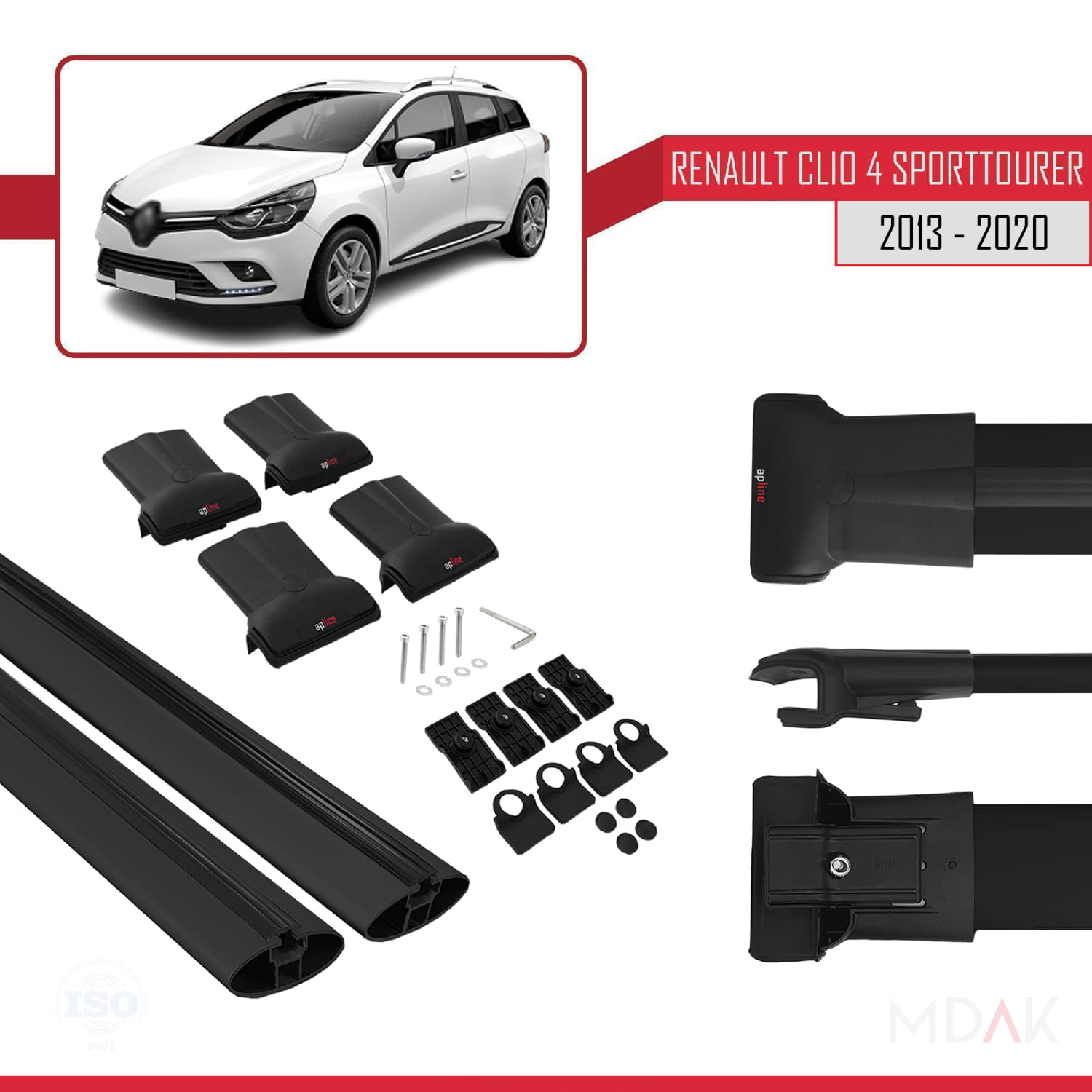 Renault Clio 4 ST 2013-2020 Arası ile Uyumlu FLY Model Ara Atkı Tavan Barı Siyah 2 Adet - Görsel 5