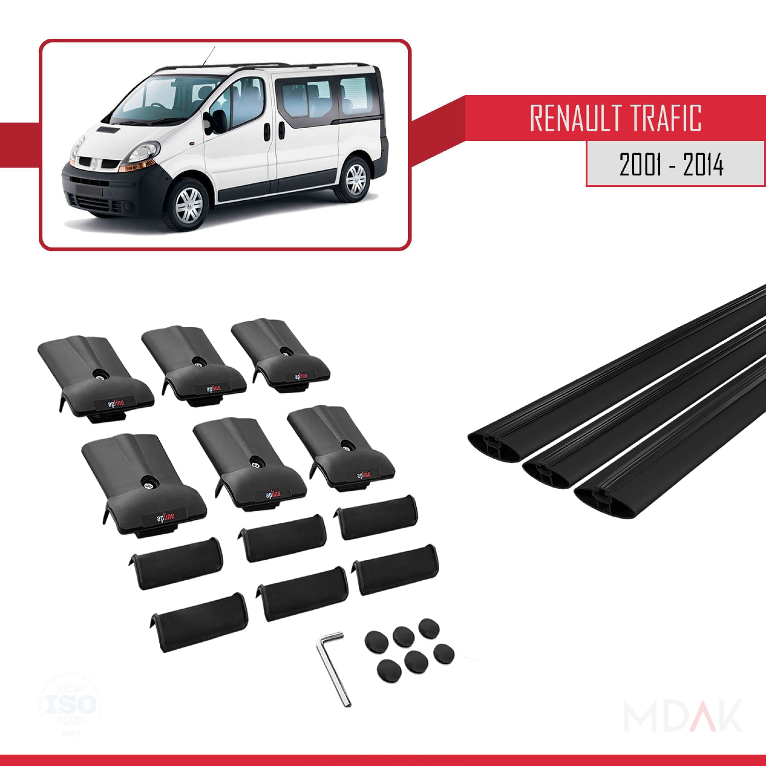 Renault Trafic 2 (X83) 2001-2014 Arası ile Uyumlu FLY Model Ara Atkı Tavan Barı Siyah 3 Adet - Görsel 5