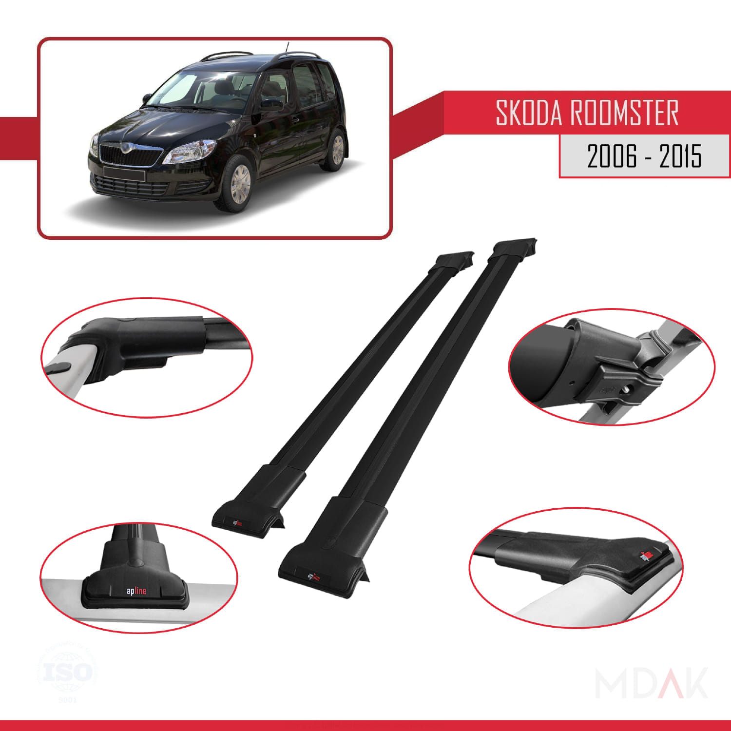 Skoda Roomster 2006-2015 Arası ile Uyumlu FLY Model Ara Atkı Tavan Barı Siyah 2 Adet - Görsel 3