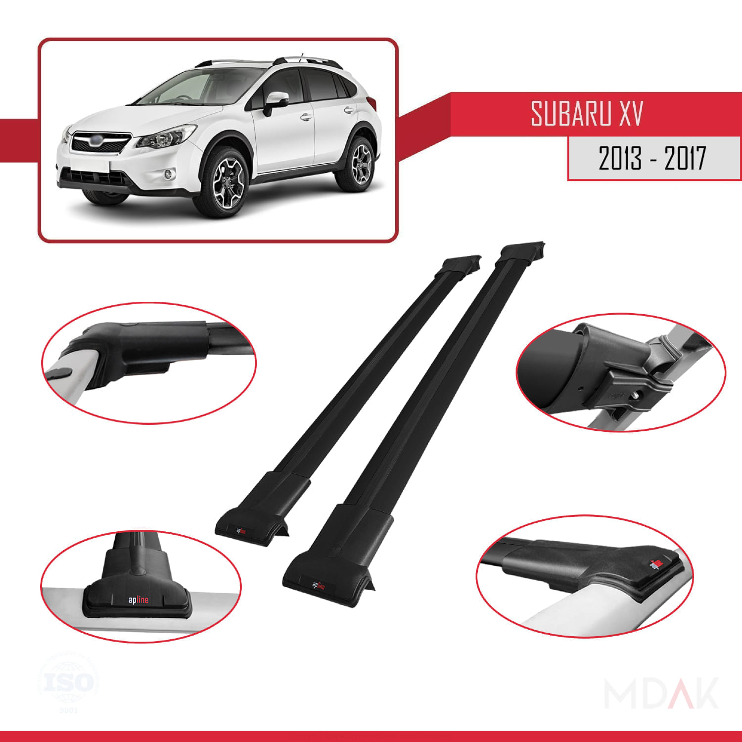 Subaru XV 2013-2017 Arası ile Uyumlu FLY Model Ara Atkı Tavan Barı Siyah 2 Adet - Görsel 3