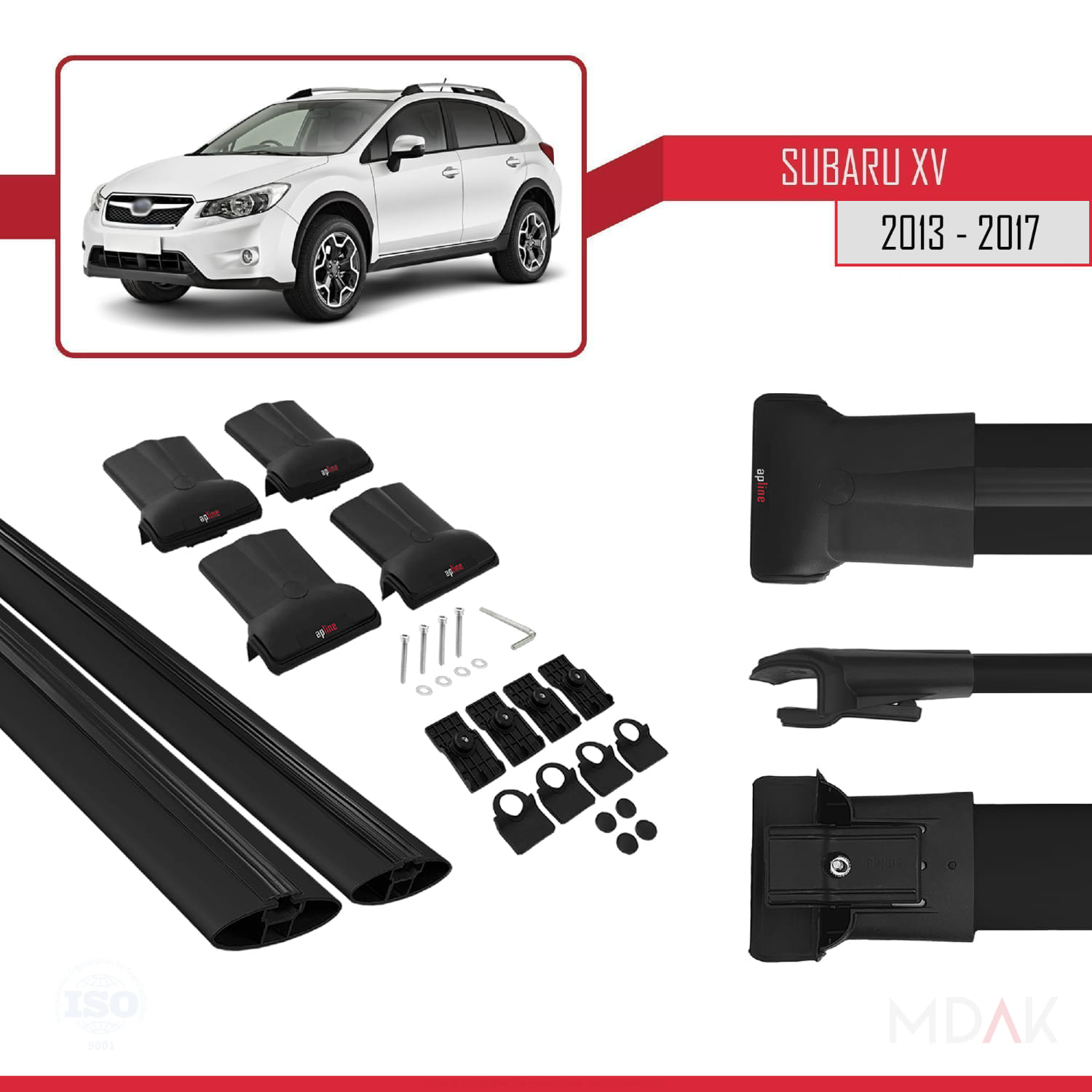 Subaru XV 2013-2017 Arası ile Uyumlu FLY Model Ara Atkı Tavan Barı Siyah 2 Adet - Görsel 5