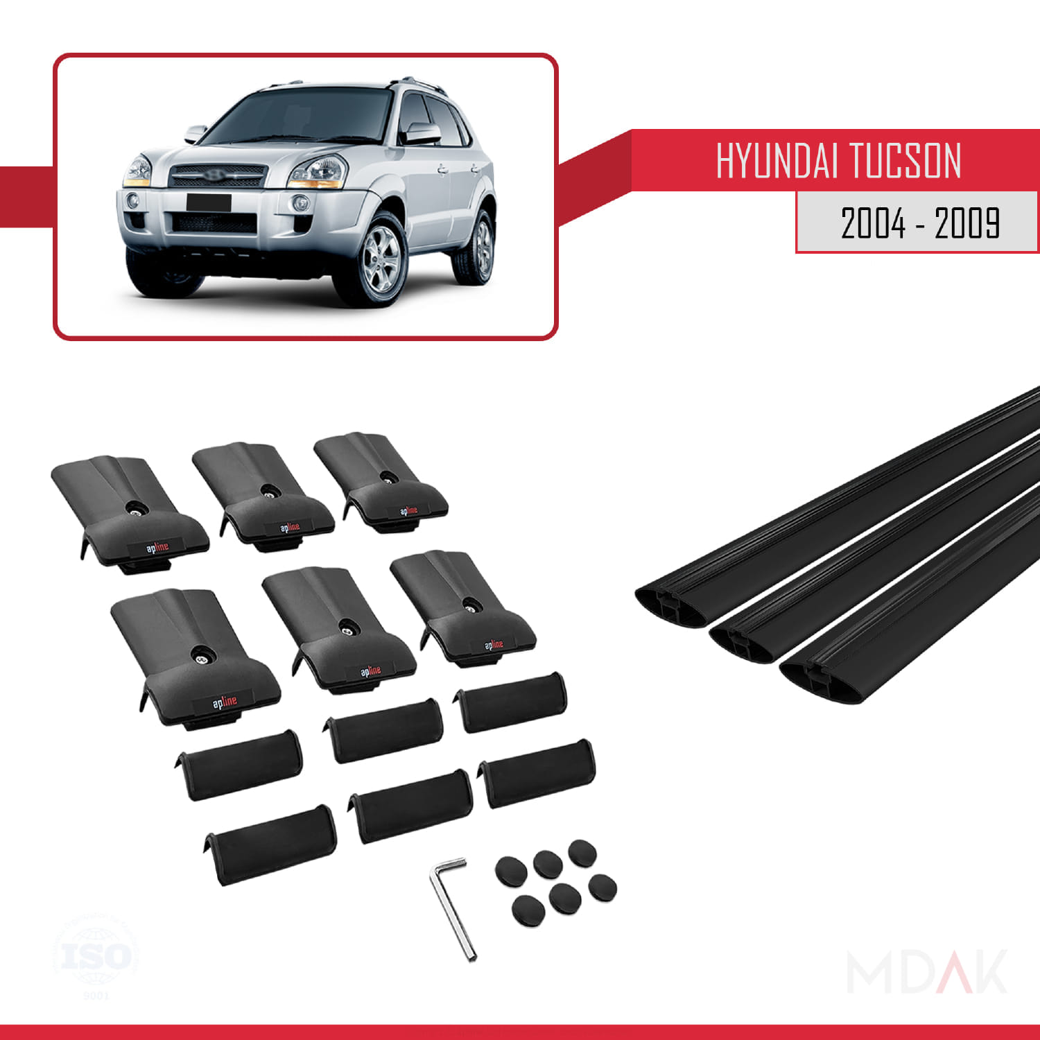 Hyundai Tucson (JM) 2004-2009 Arası ile Uyumlu FLY Model Ara Atkı Tavan Barı Siyah 3 Adet - Görsel 5