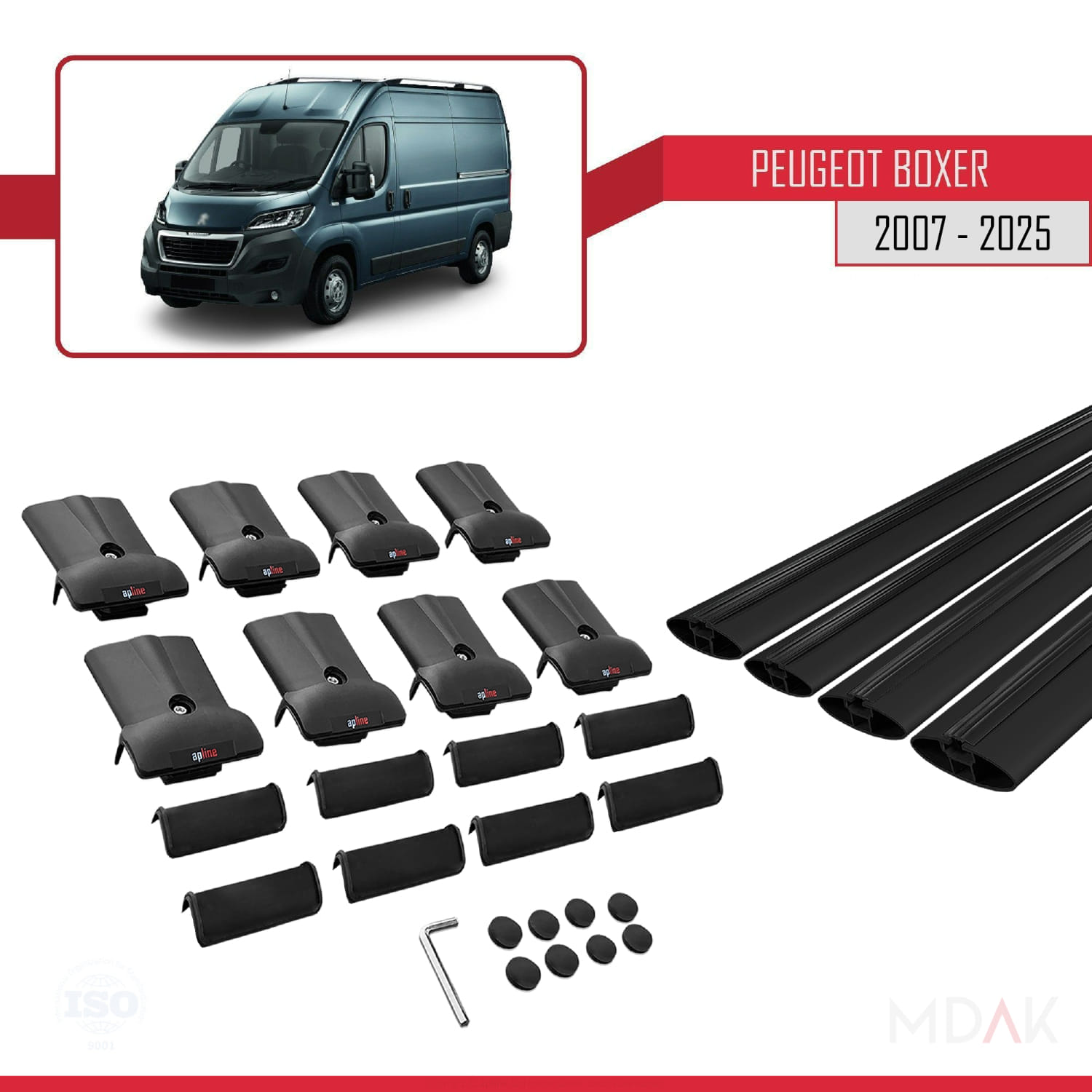 Peugeot Boxer 2 2007 ve Sonrası ile Uyumlu FLY Model Ara Atkı Tavan Barı Siyah 4 Adet - Görsel 5