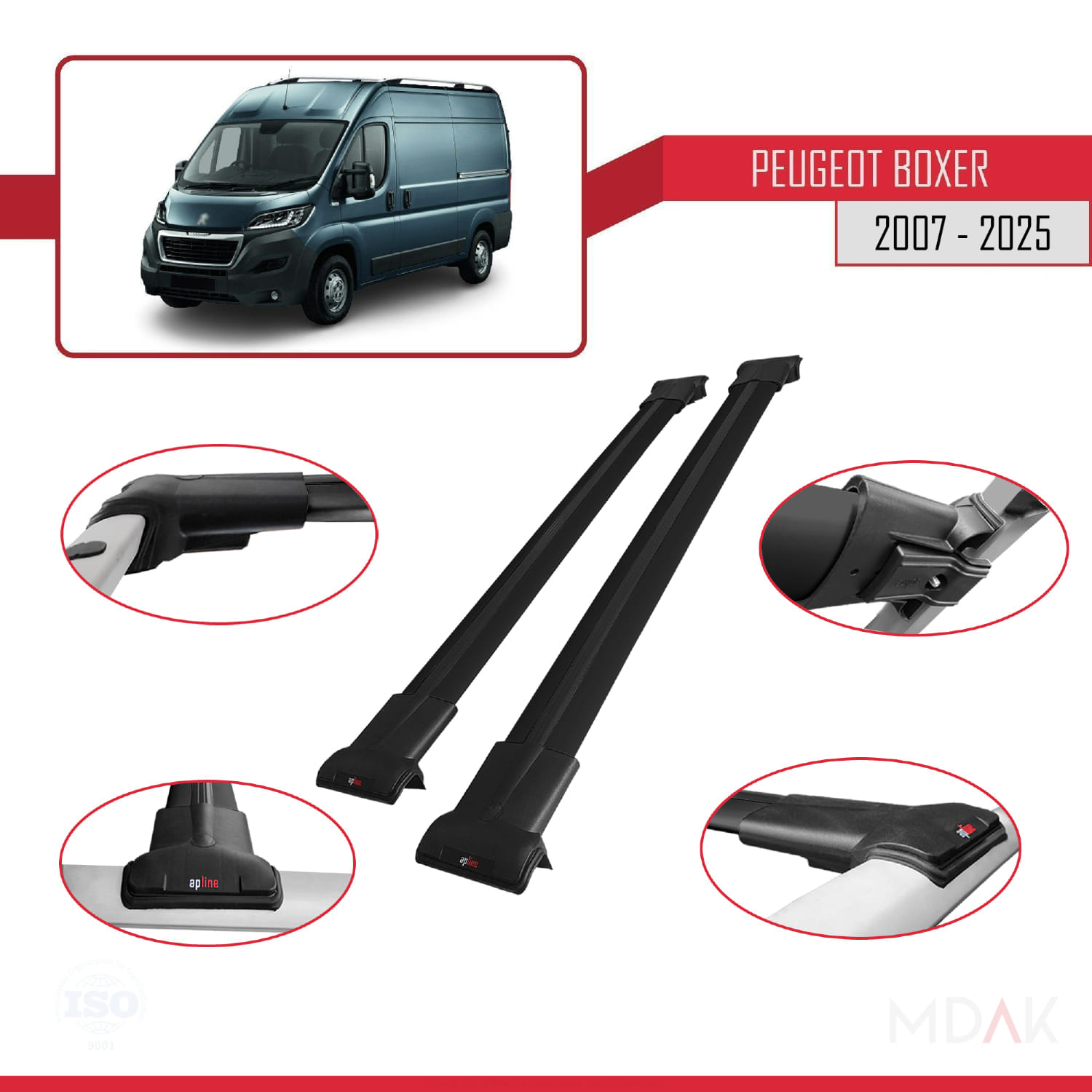 Peugeot Boxer 2 2007 ve Sonrası ile Uyumlu FLY Model Ara Atkı Tavan Barı Siyah 2 Adet - Görsel 3