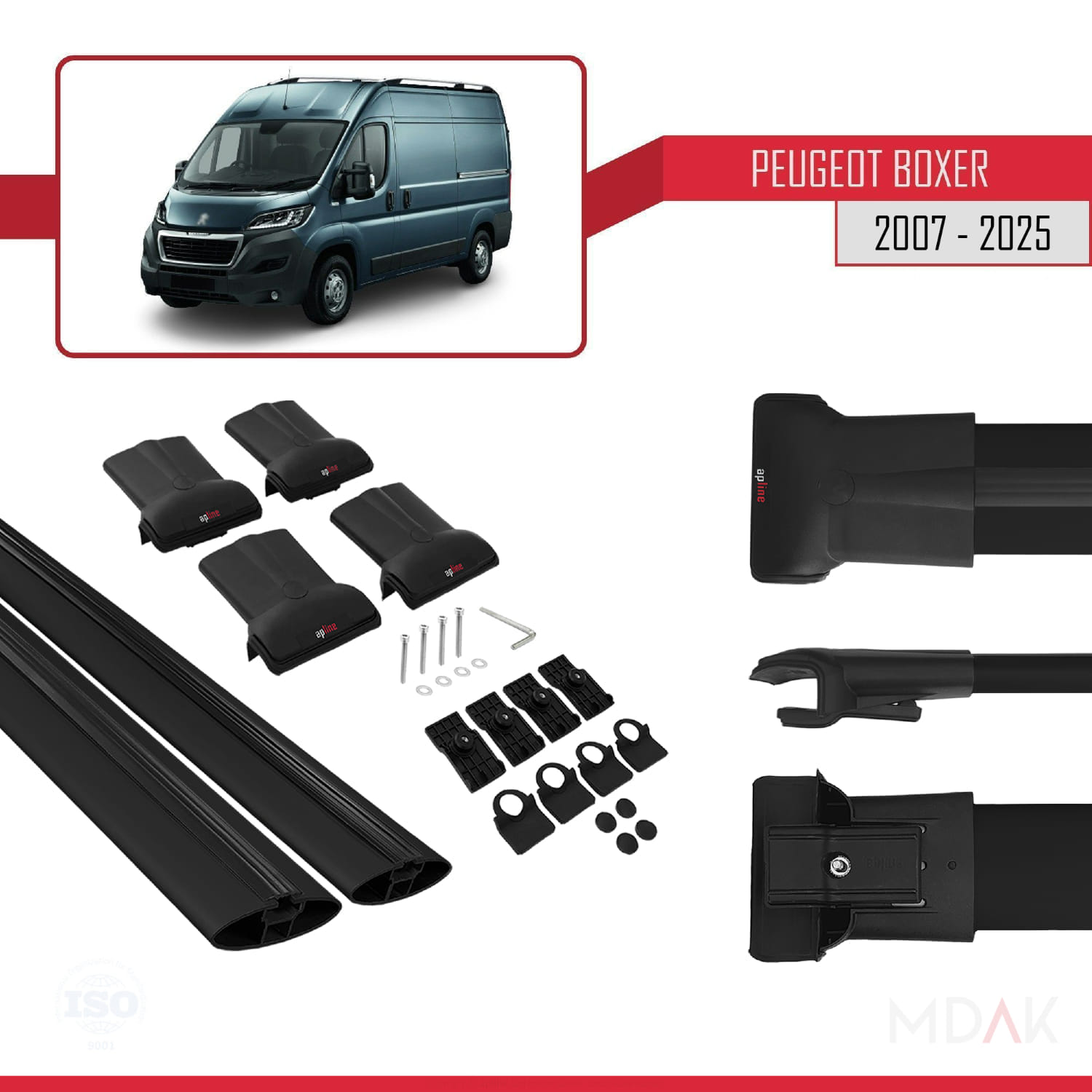 Peugeot Boxer 2 2007 ve Sonrası ile Uyumlu FLY Model Ara Atkı Tavan Barı Siyah 2 Adet - Görsel 5