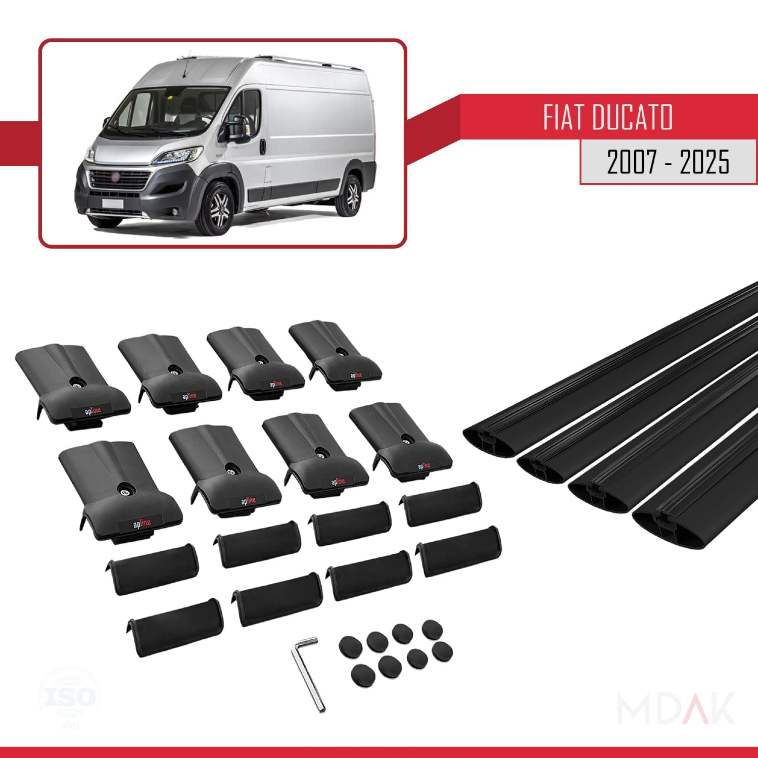 Fiat Ducato 3 2007 ve Sonrası ile Uyumlu FLY Model Ara Atkı Tavan Barı Siyah 4 Adet - Görsel 5