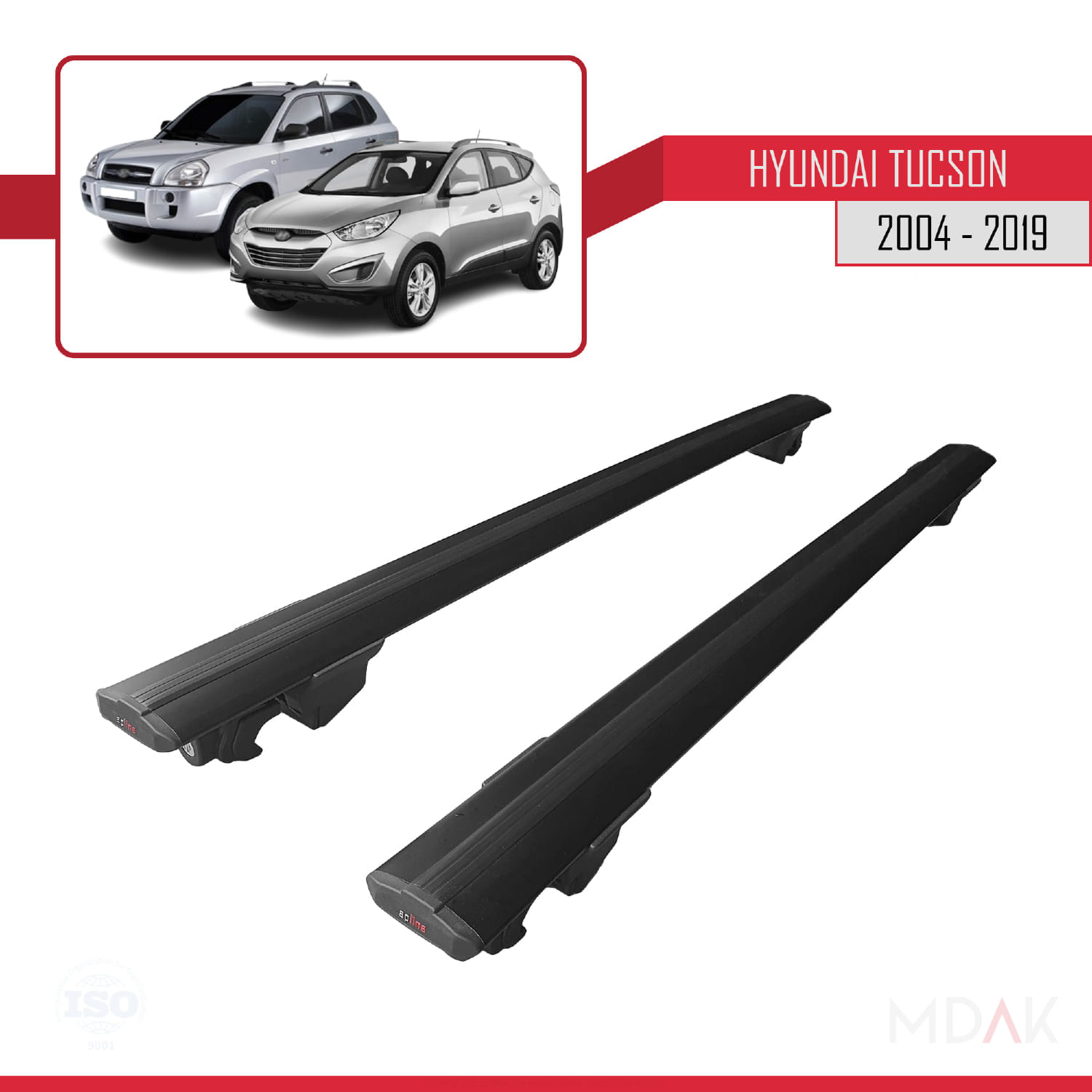 Hyundai Tucson (JM) 2004-2019 Arası ile Uyumlu HOOK Model Ara Atkı Tavan Barı Siyah 2 Adet - Görsel 4