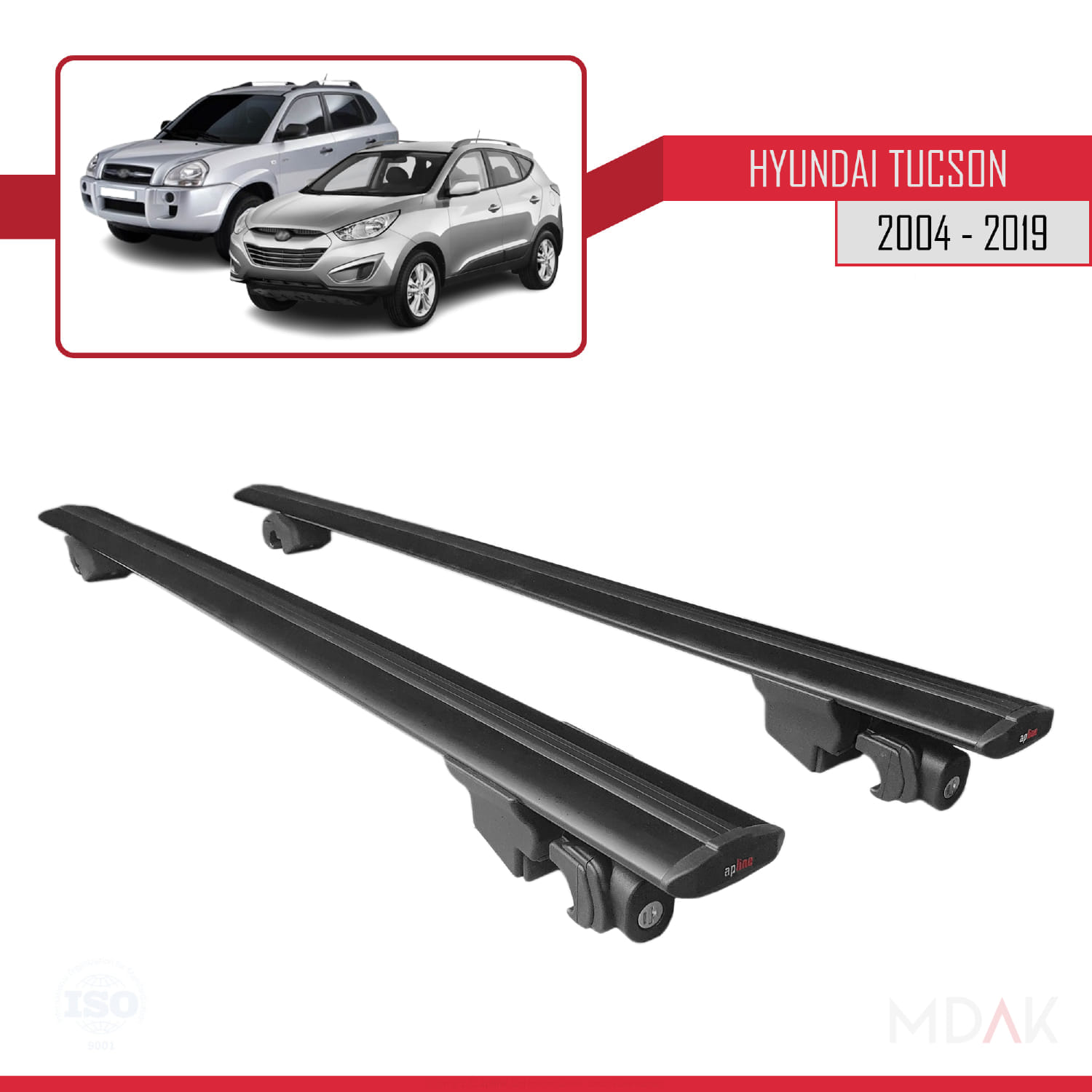 Hyundai Tucson (JM) 2004-2019 Arası ile Uyumlu HOOK Model Ara Atkı Tavan Barı Siyah 2 Adet - Görsel 8