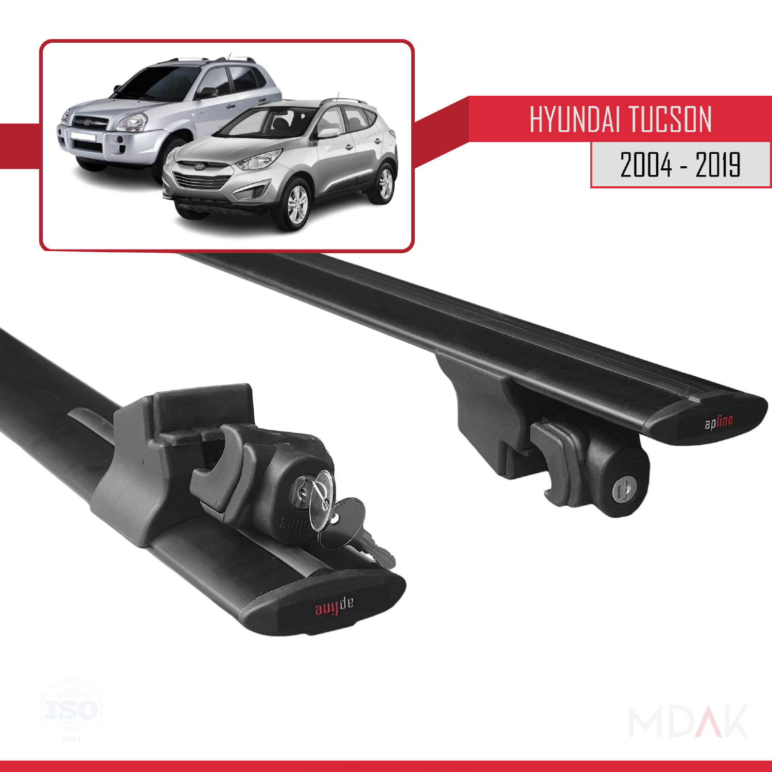 Hyundai Tucson (JM) 2004-2019 Arası ile Uyumlu HOOK Model Ara Atkı Tavan Barı Siyah 2 Adet - Görsel 5