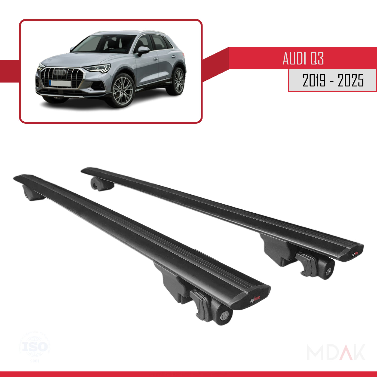 Q3 (F3) 2019 ve Sonrası ile Uyumlu HOOK Model Ara Atkı Tavan Barı Siyah 2 Adet - Görsel 9