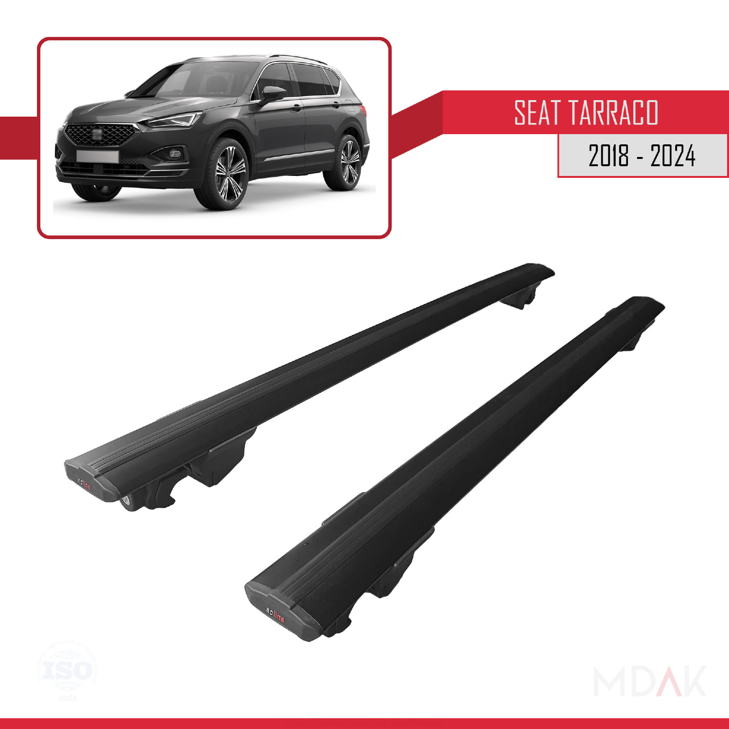 Seat Tarraco (KN2) 2018-2024 Arası ile Uyumlu HOOK Model Ara Atkı Tavan Barı Siyah 2 Adet - Görsel 4
