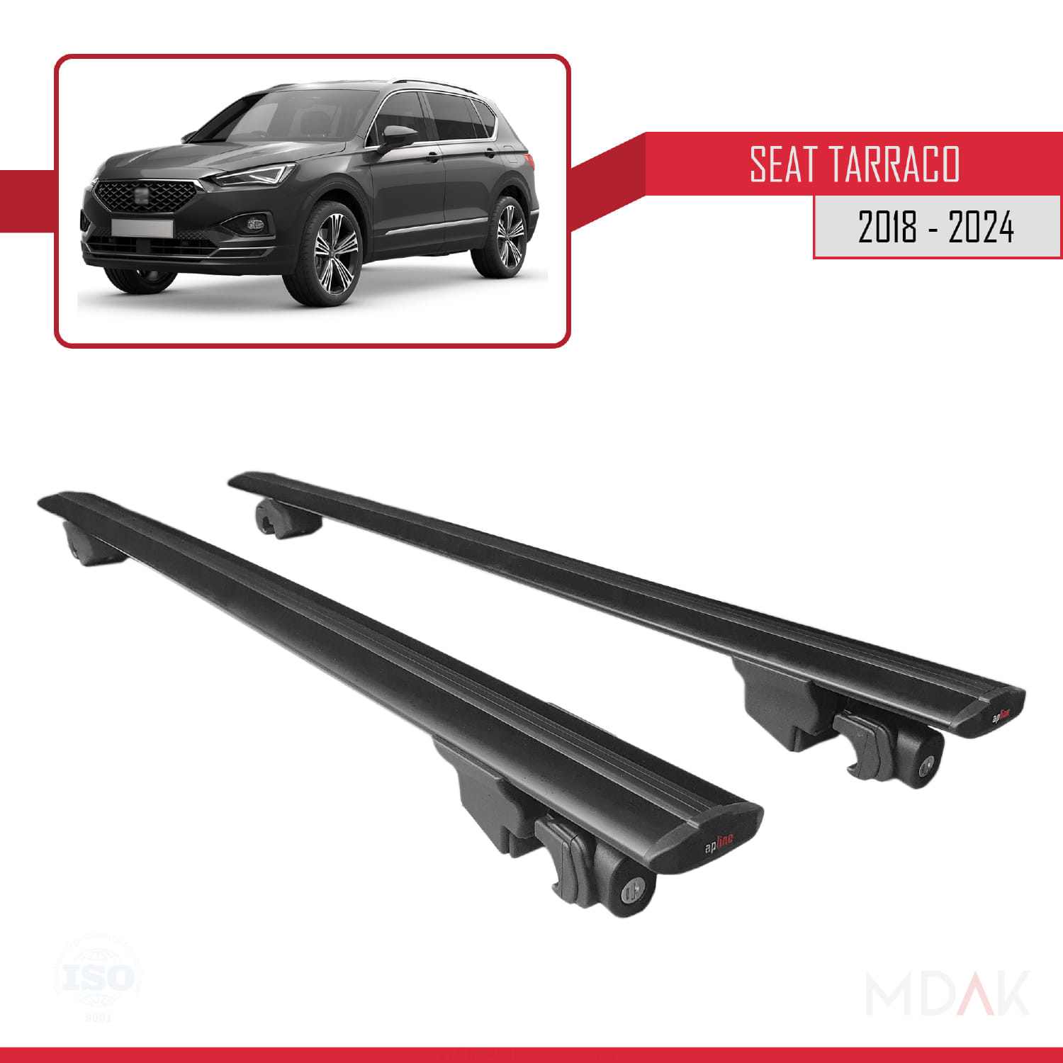Seat Tarraco (KN2) 2018-2024 Arası ile Uyumlu HOOK Model Ara Atkı Tavan Barı Siyah 2 Adet - Görsel 8