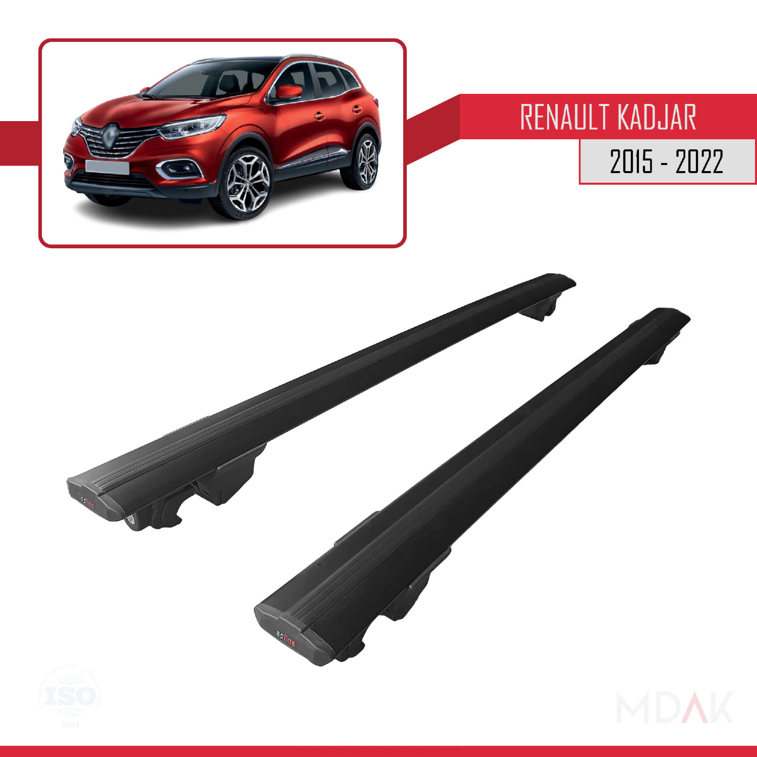 Renault Kadjar 2015-2022 Arası ile Uyumlu HOOK Model Ara Atkı Tavan Barı Siyah 2 Adet - Görsel 4
