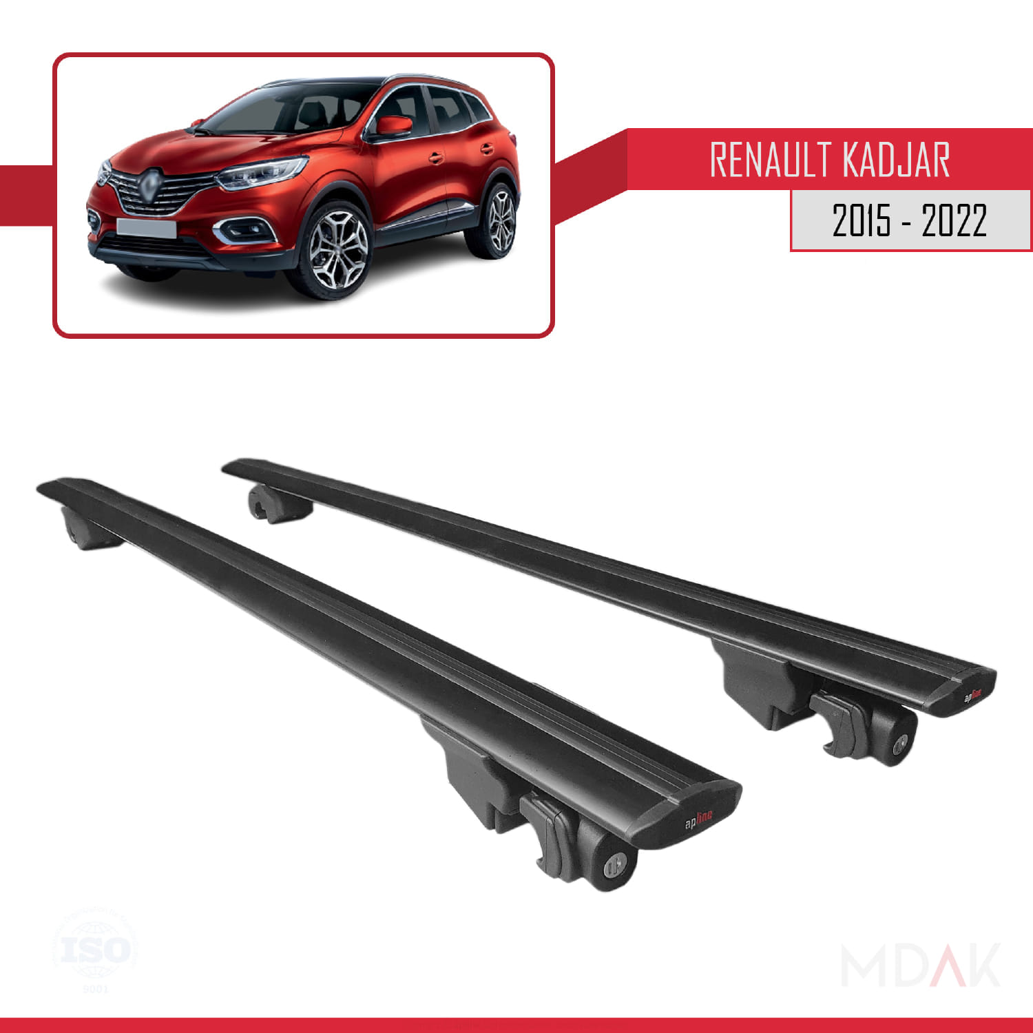 Renault Kadjar 2015-2022 Arası ile Uyumlu HOOK Model Ara Atkı Tavan Barı Siyah 2 Adet - Görsel 8