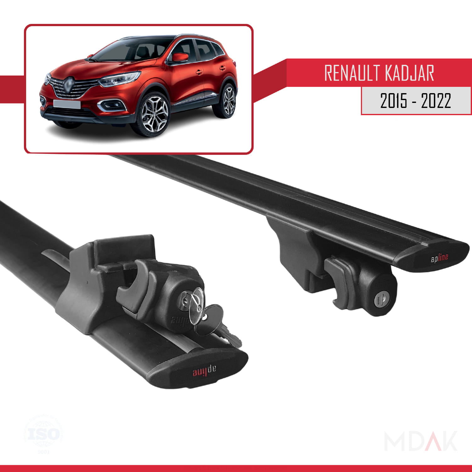 Renault Kadjar 2015-2022 Arası ile Uyumlu HOOK Model Ara Atkı Tavan Barı Siyah 2 Adet - Görsel 5