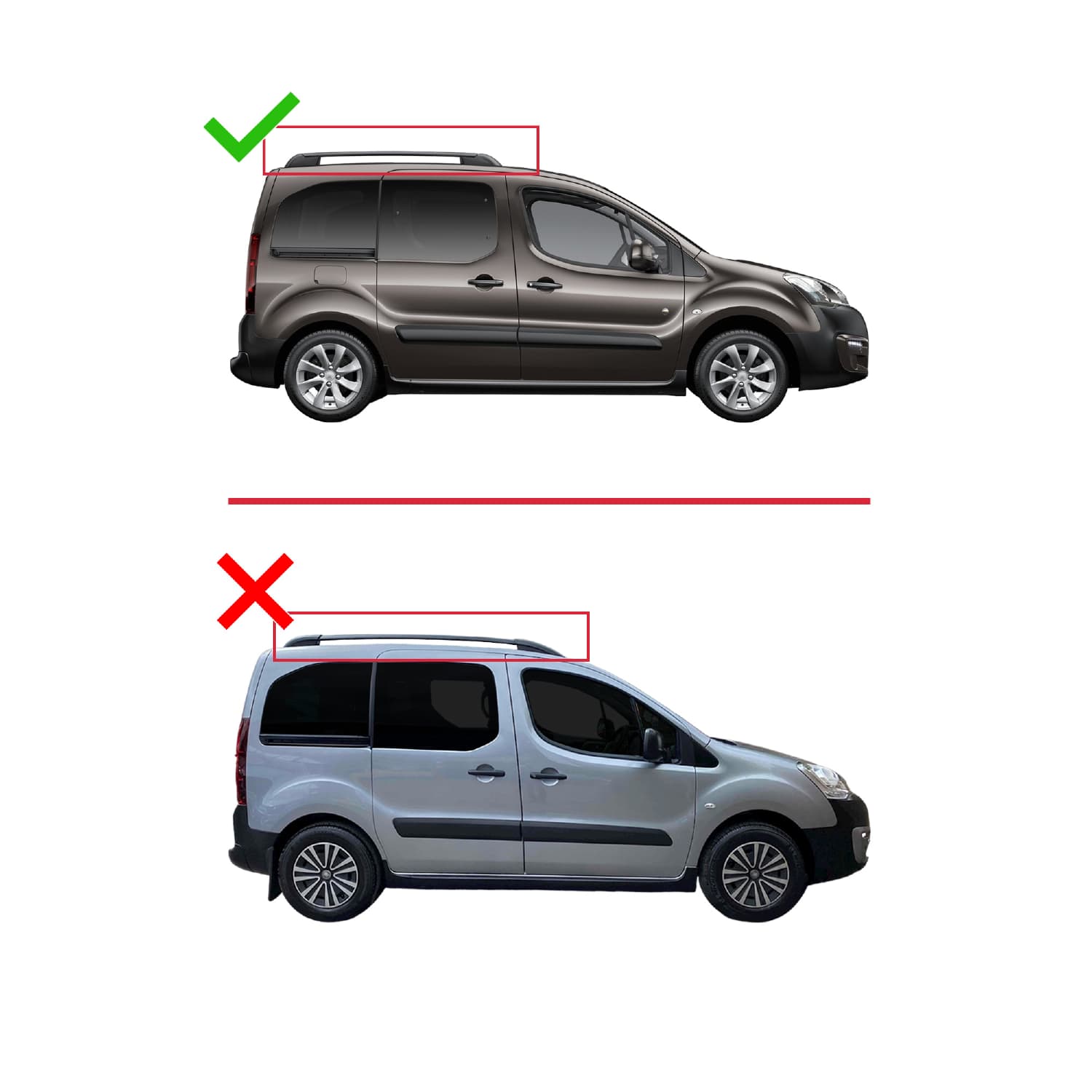 Citroen Berlingo 2 (B9) 2008-2018 Arası ile Uyumlu BASIC Model Ara Atkı Tavan Barı Gri 2 Adet - Görsel 3