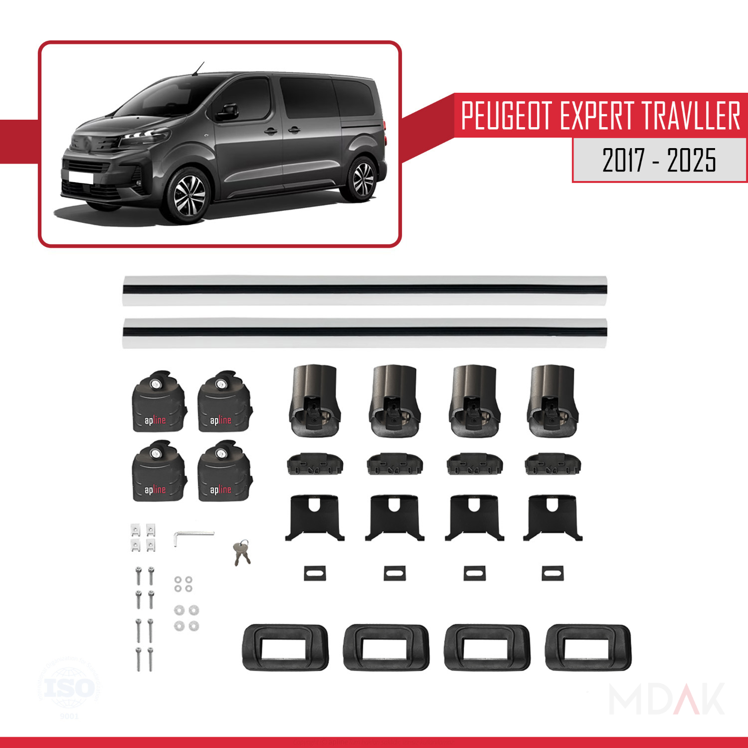 Peugeot Expert Traveller 2017-2025 Arası ile Uyumlu ACE-3 Ara Atkı Tavan Barı Gri 2 Adet - Görsel 7