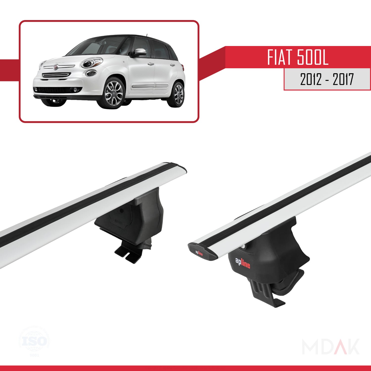 Fiat 500 L 2012-2017 Arası ile Uyumlu ACE-4 Ara Atkı Tavan Barı Gri 2 Adet - Görsel 5