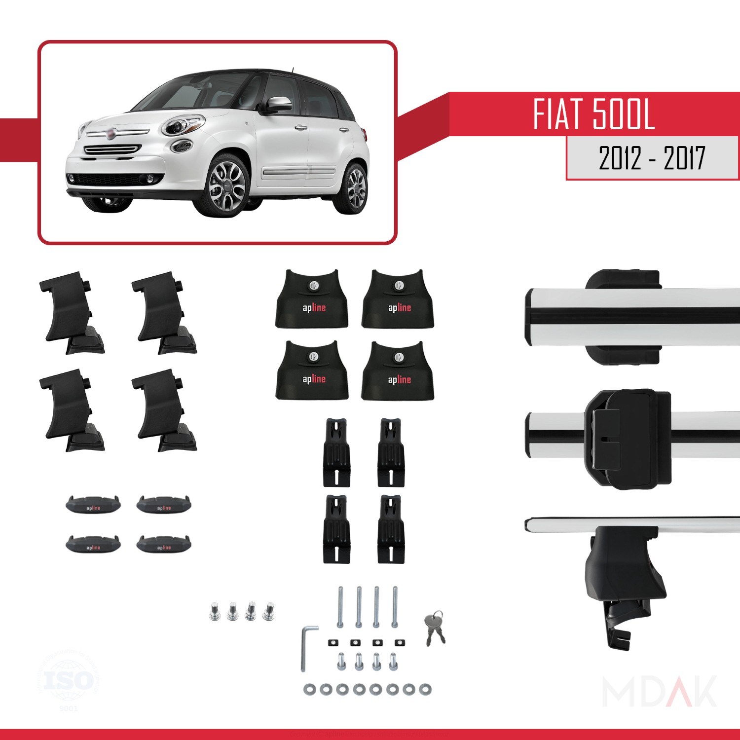 Fiat 500 L 2012-2017 Arası ile Uyumlu ACE-4 Ara Atkı Tavan Barı Gri 2 Adet - Görsel 6