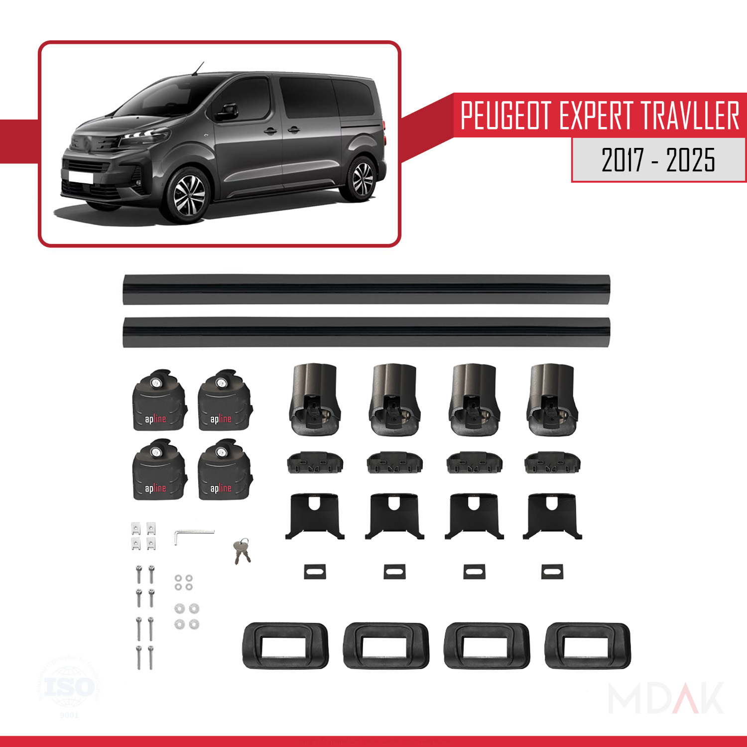 Peugeot Expert Traveller 2017-2025 Arası ile Uyumlu ACE-3 Ara Atkı Tavan Barı Siyah 2 Adet - Görsel 7