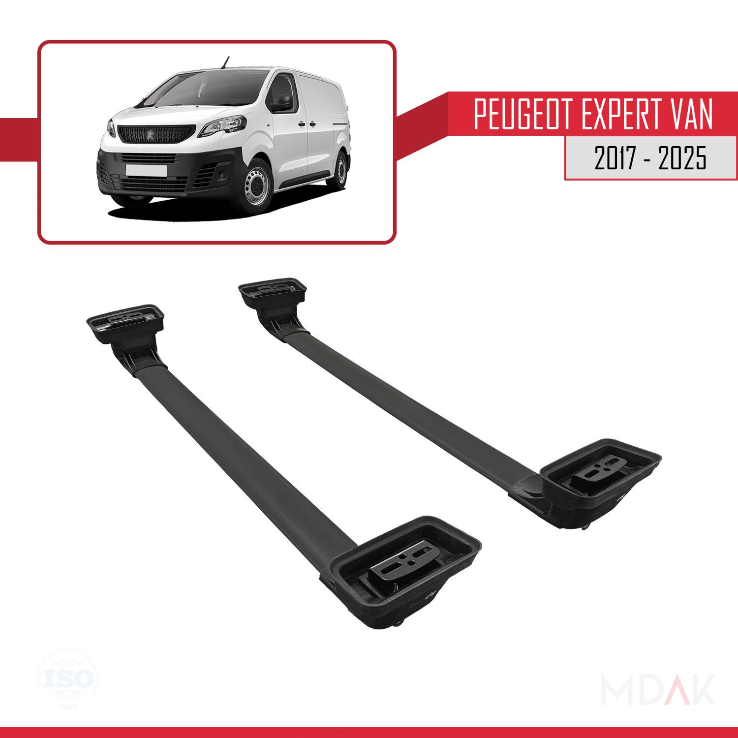 Peugeot Expert VAN 2017-2025 Arası ile Uyumlu ACE-3 Ara Atkı Tavan Barı Siyah 2 Adet - Görsel 6