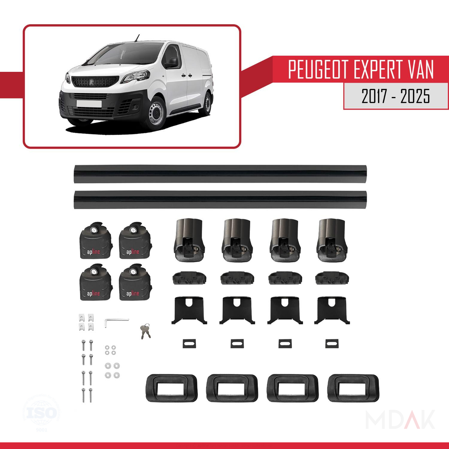 Peugeot Expert VAN 2017-2025 Arası ile Uyumlu ACE-3 Ara Atkı Tavan Barı Siyah 2 Adet - Görsel 7