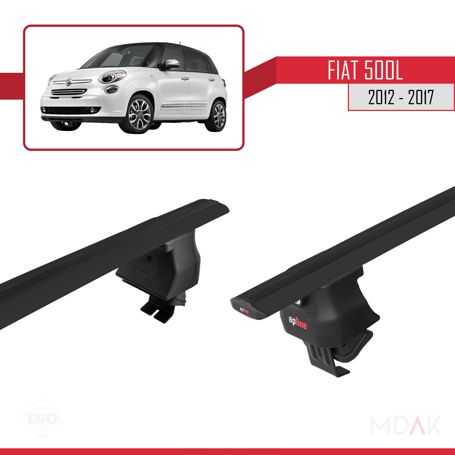 Fiat 500 L 2012-2017 Arası ile Uyumlu ACE-4 Ara Atkı Tavan Barı Siyah 2 Adet - Görsel 5