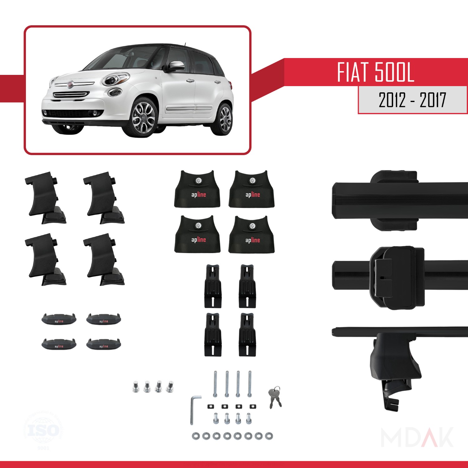 Fiat 500 L 2012-2017 Arası ile Uyumlu ACE-4 Ara Atkı Tavan Barı Siyah 2 Adet - Görsel 6