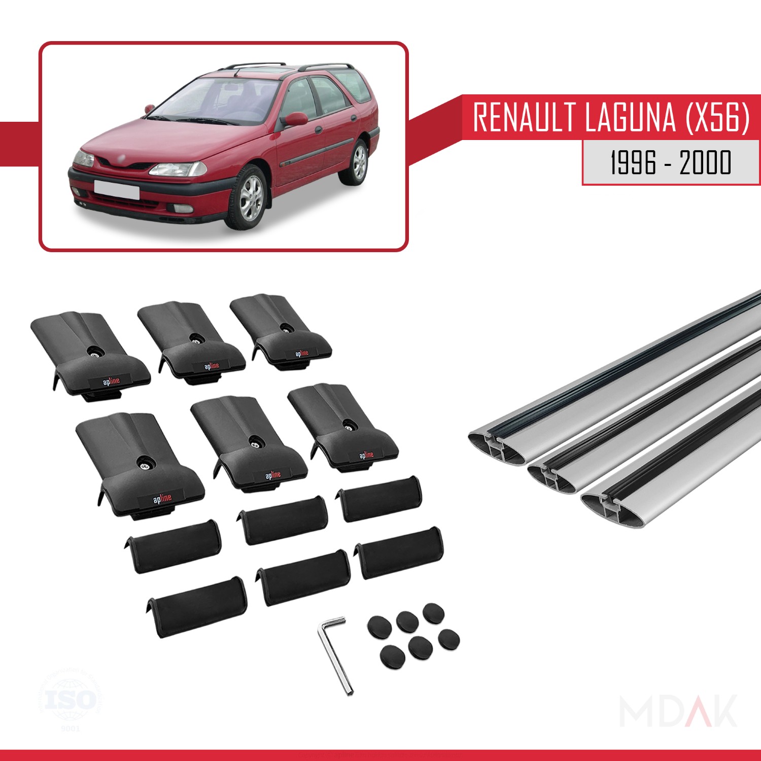 Renault Laguna (X56) SW 1996-2000 Arası ile Uyumlu FLY Model Ara Atkı Tavan Barı Gri 3 Adet - Görsel 5