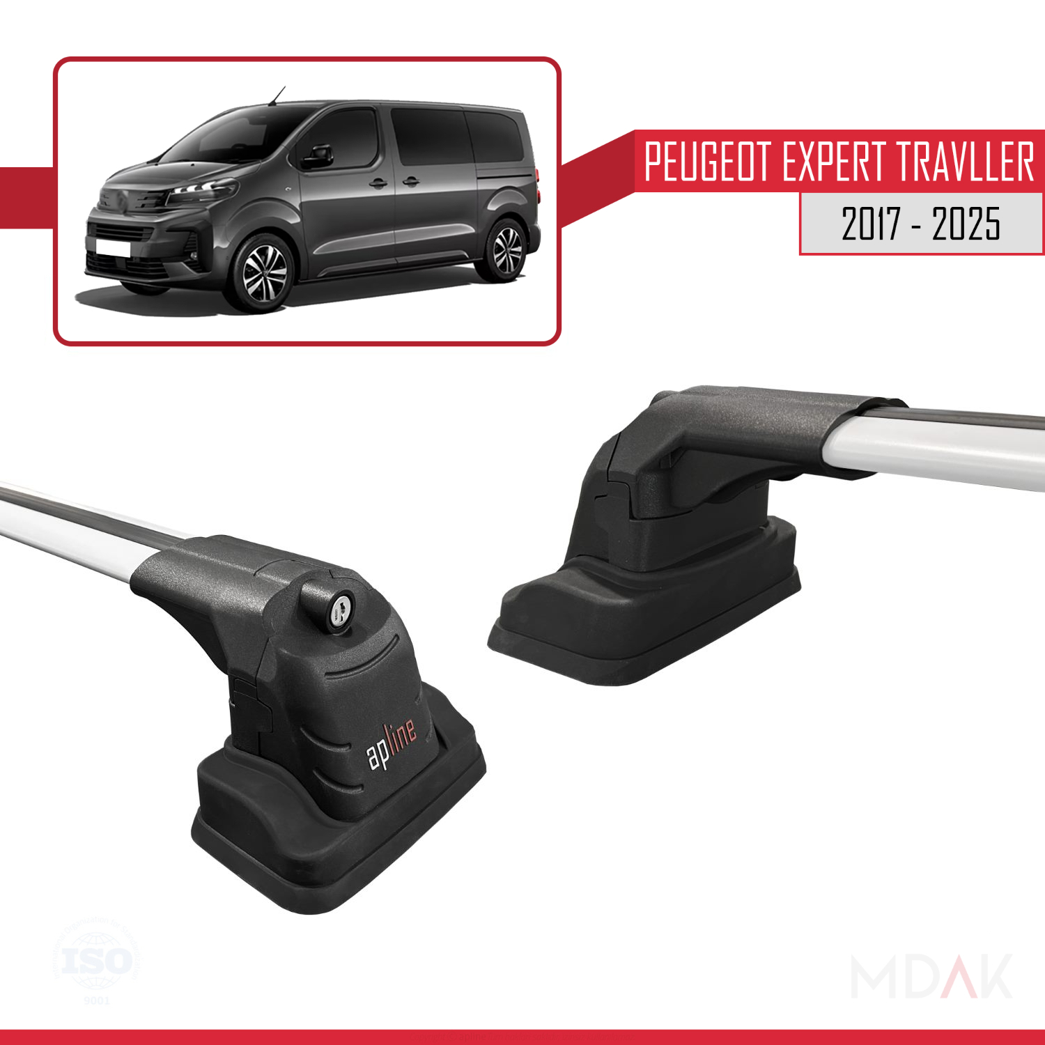 Peugeot Expert Traveller 2017-2025 Arası ile Uyumlu ACE-3 Ara Atkı Tavan Barı Gri 2 Adet - Görsel 4