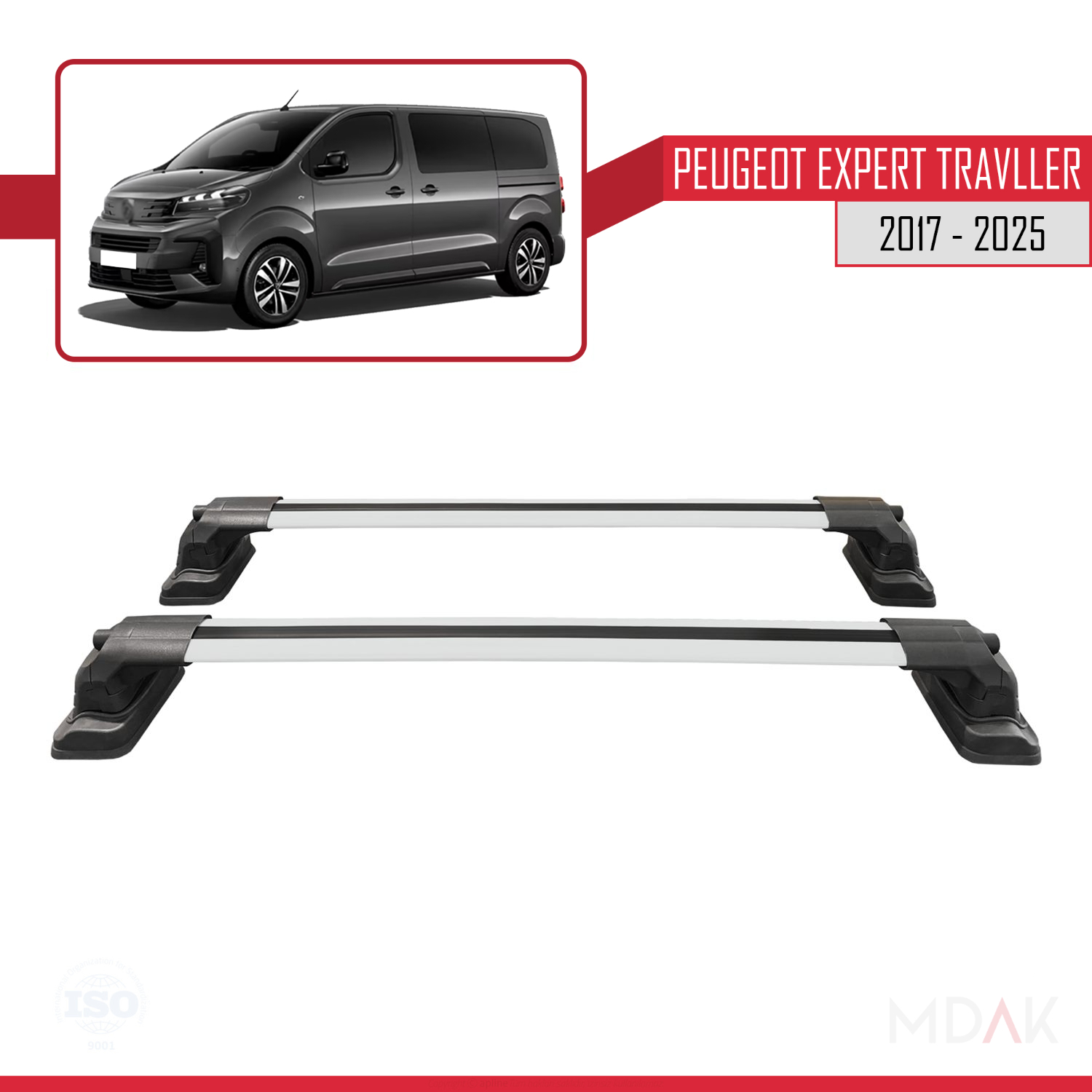 Peugeot Expert Traveller 2017-2025 Arası ile Uyumlu ACE-3 Ara Atkı Tavan Barı Gri 2 Adet - Görsel 5