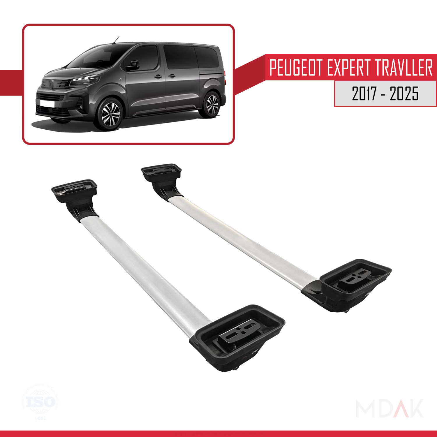 Peugeot Expert Traveller 2017-2025 Arası ile Uyumlu ACE-3 Ara Atkı Tavan Barı Gri 2 Adet - Görsel 6