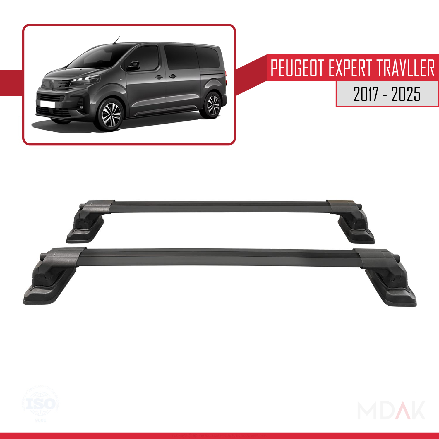 Peugeot Expert Traveller 2017-2025 Arası ile Uyumlu ACE-3 Ara Atkı Tavan Barı Siyah 2 Adet - Görsel 5