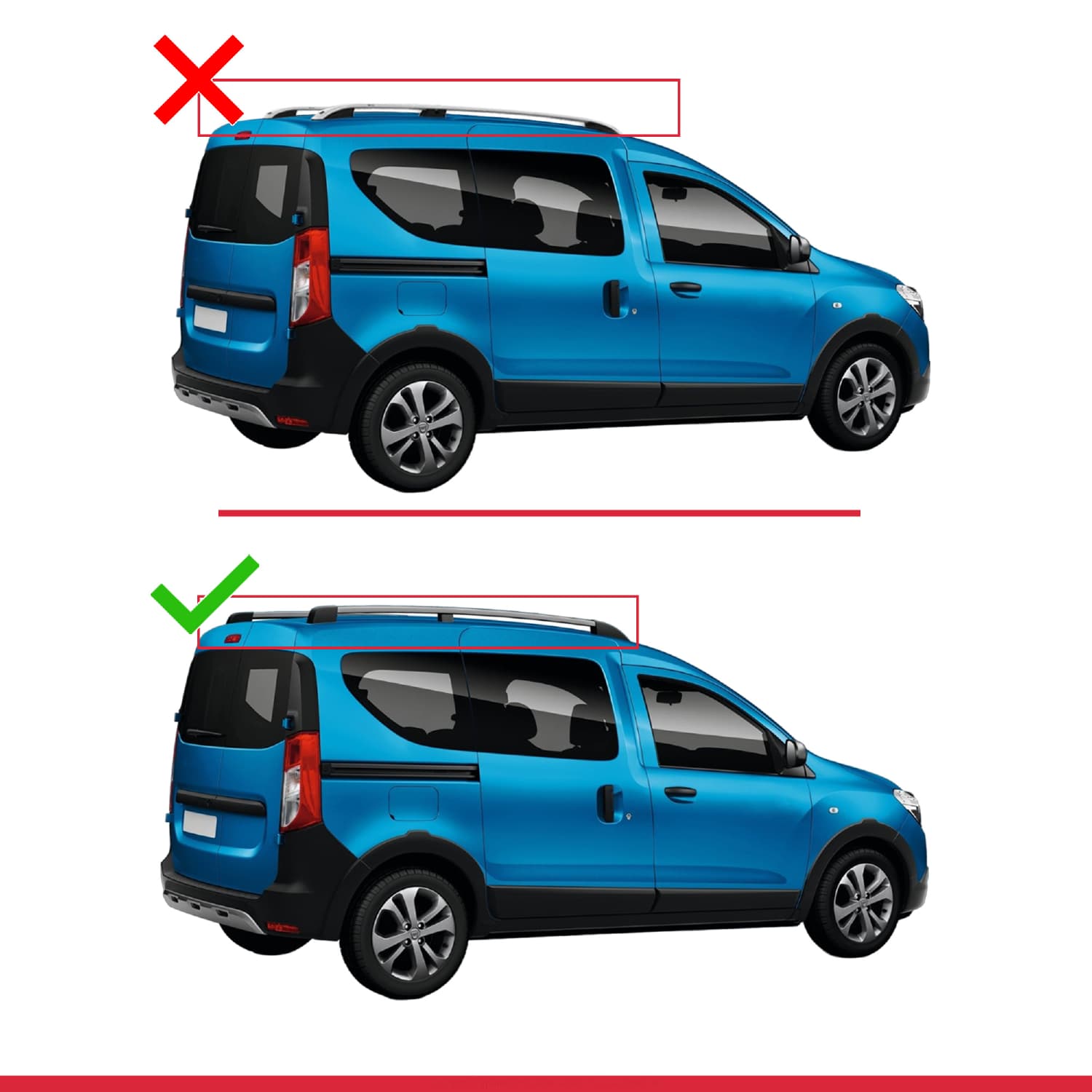 Dacia Dokker (K67) 2012-2024 Arası ile Uyumlu FLY Model Ara Atkı Tavan Barı Siyah 3 Adet - Görsel 3