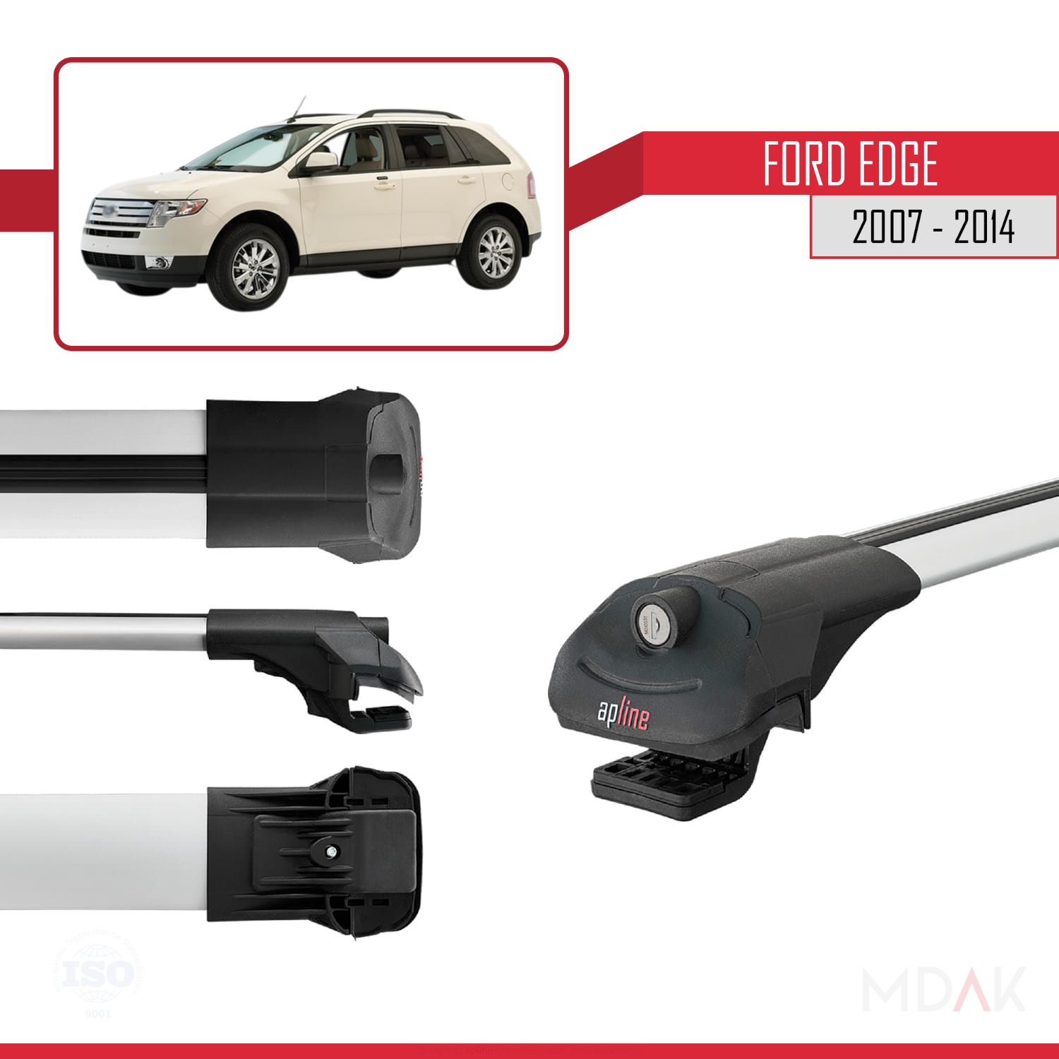 Ford Edge 2007-2014 Arası ile Uyumlu ACE-1 Ara Atkı Tavan Barı Gri 2 Adet - Görsel 3