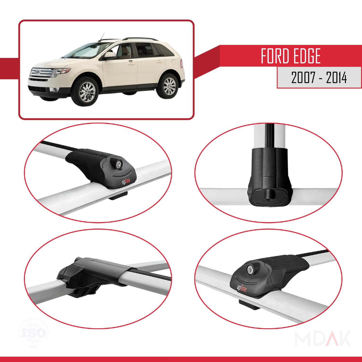Ford Edge 2007-2014 Arası ile Uyumlu ACE-1 Ara Atkı Tavan Barı Gri 2 Adet - Görsel 4