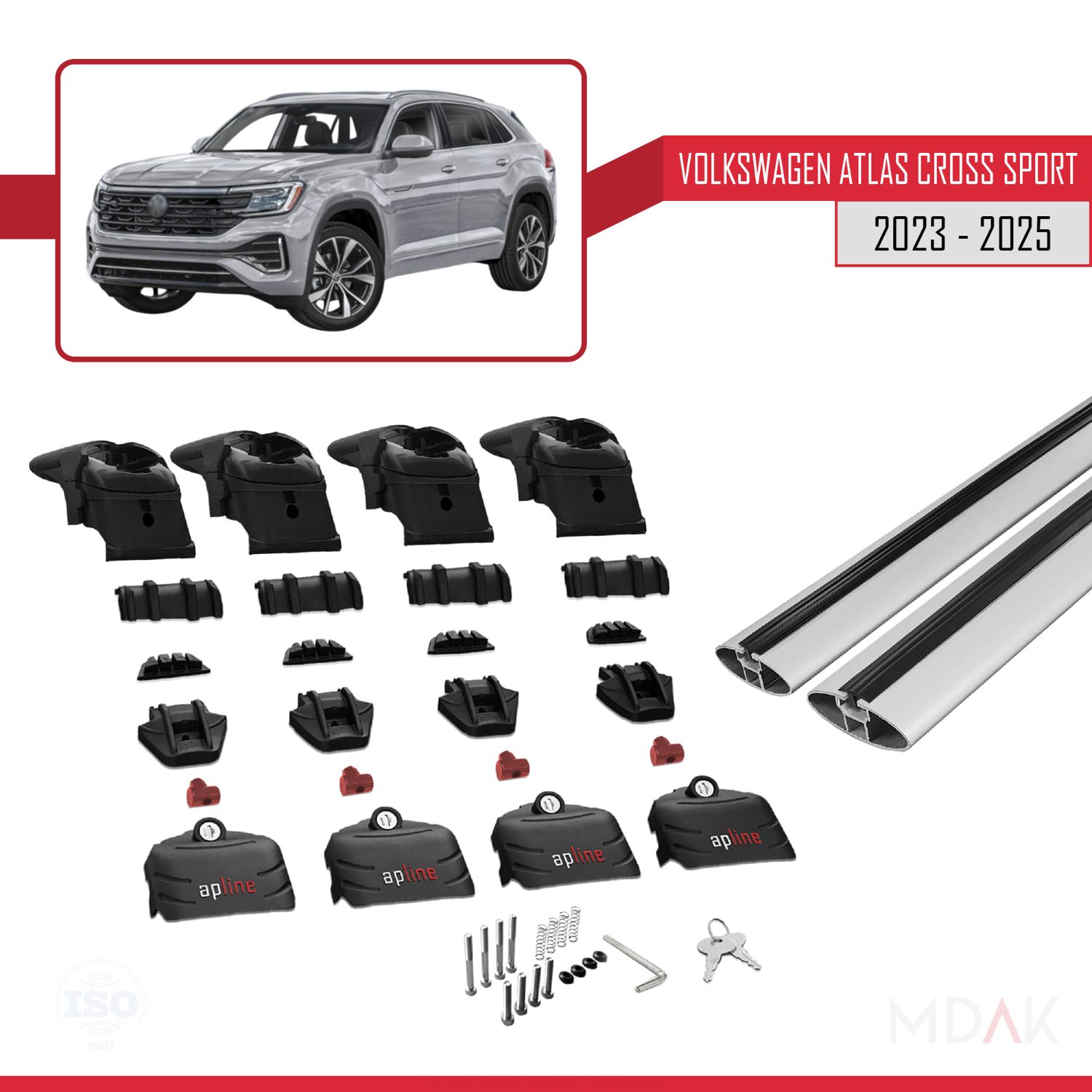 Volkswagen Atlas Cross Sport 2023-2025 Arası ile Uyumlu ACE-2 Ara Atkı Tavan Barı Gri 2 Adet - Görsel 5