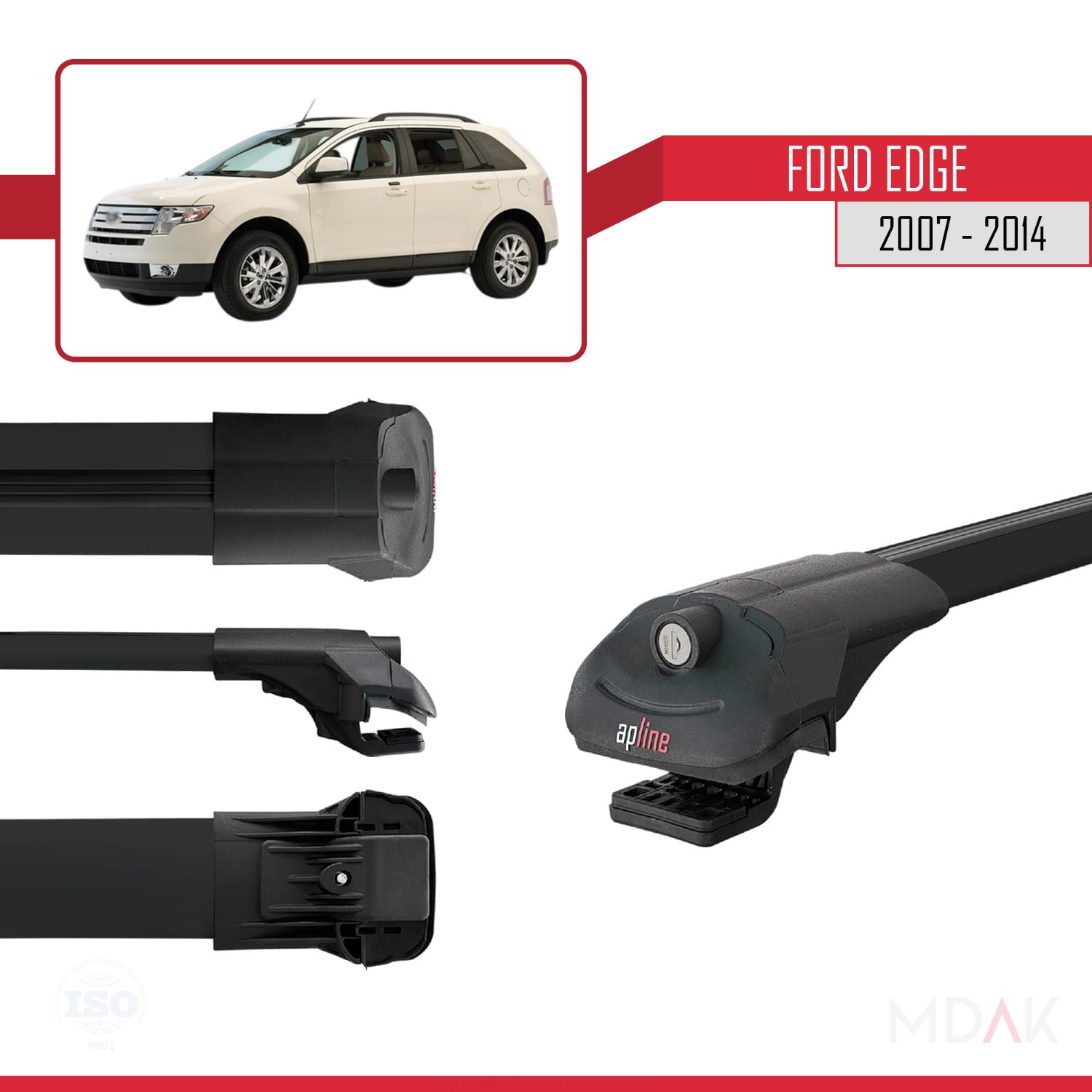 Ford Edge 2007-2014 Arası ile Uyumlu ACE-1 Ara Atkı Tavan Barı Siyah 3 Adet - Görsel 3