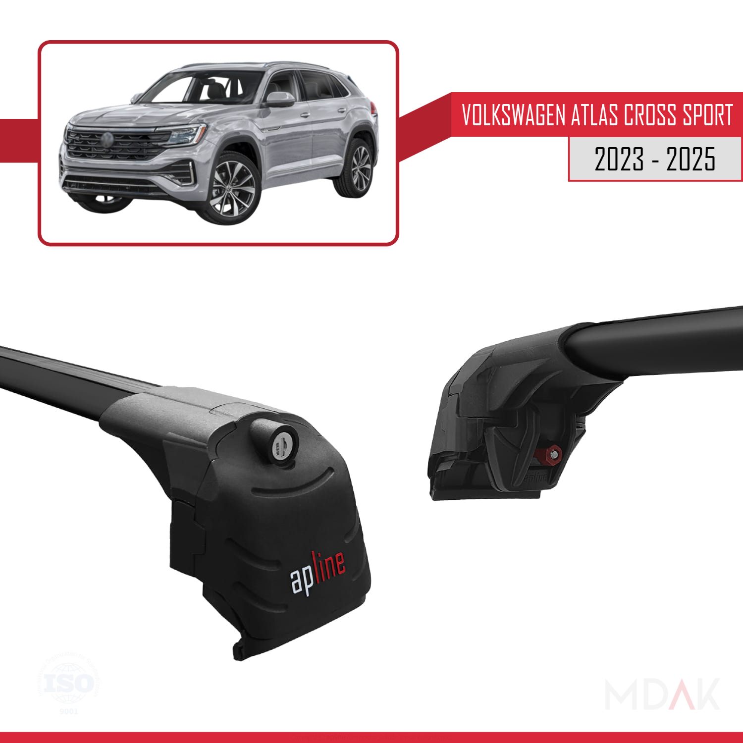 Volkswagen Atlas Cross Sport 2023-2025 Arası ile Uyumlu ACE-2 Ara Atkı Tavan Barı Siyah 2 Adet - Görsel 3