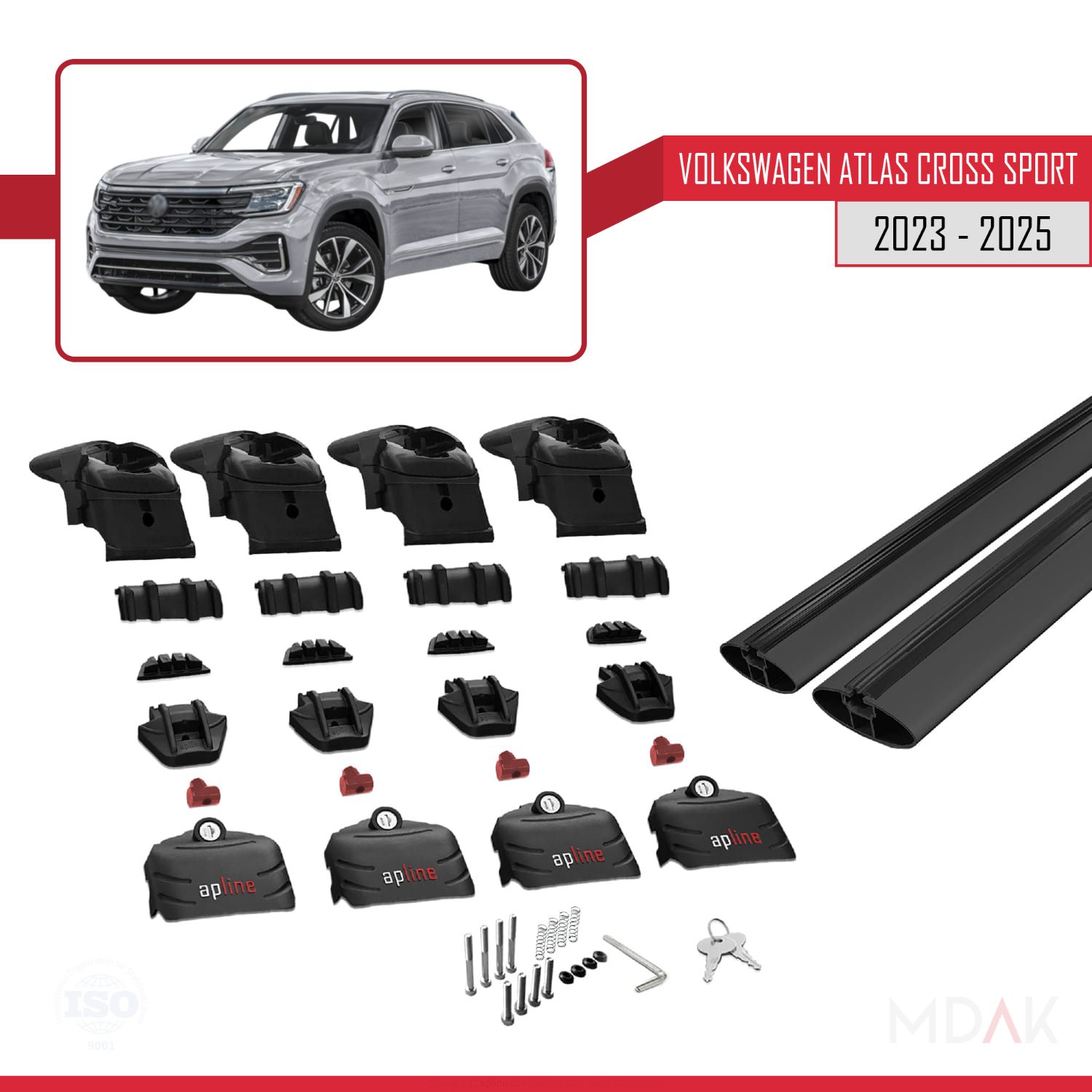 Volkswagen Atlas Cross Sport 2023-2025 Arası ile Uyumlu ACE-2 Ara Atkı Tavan Barı Siyah 2 Adet - Görsel 5