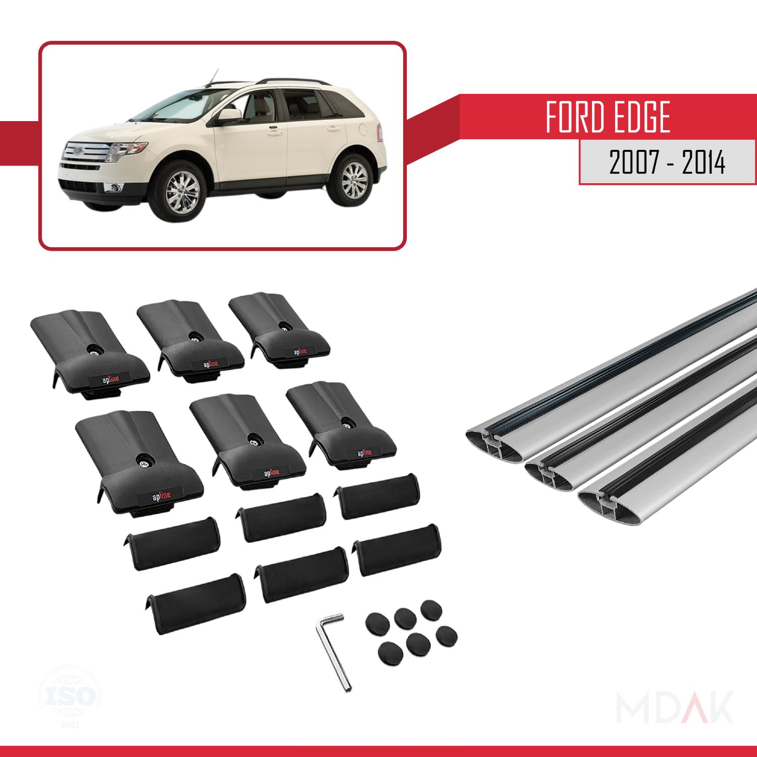 Ford Edge 2007-2014 Arası ile Uyumlu FLY Model Ara Atkı Tavan Barı Gri 3 Adet - Görsel 5