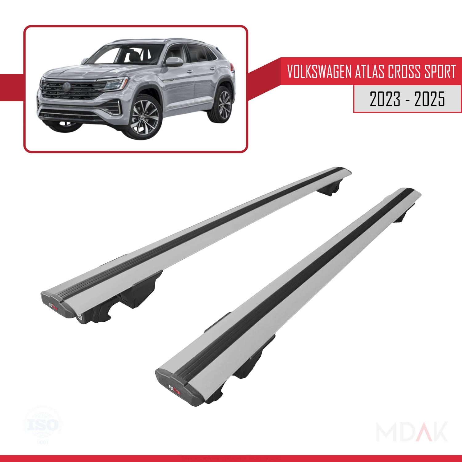 Volkswagen Atlas Cross Sport 2023-2025 Arası ile Uyumlu HOOK Model Ara Atkı Tavan Barı Gri 2 Adet - Görsel 4